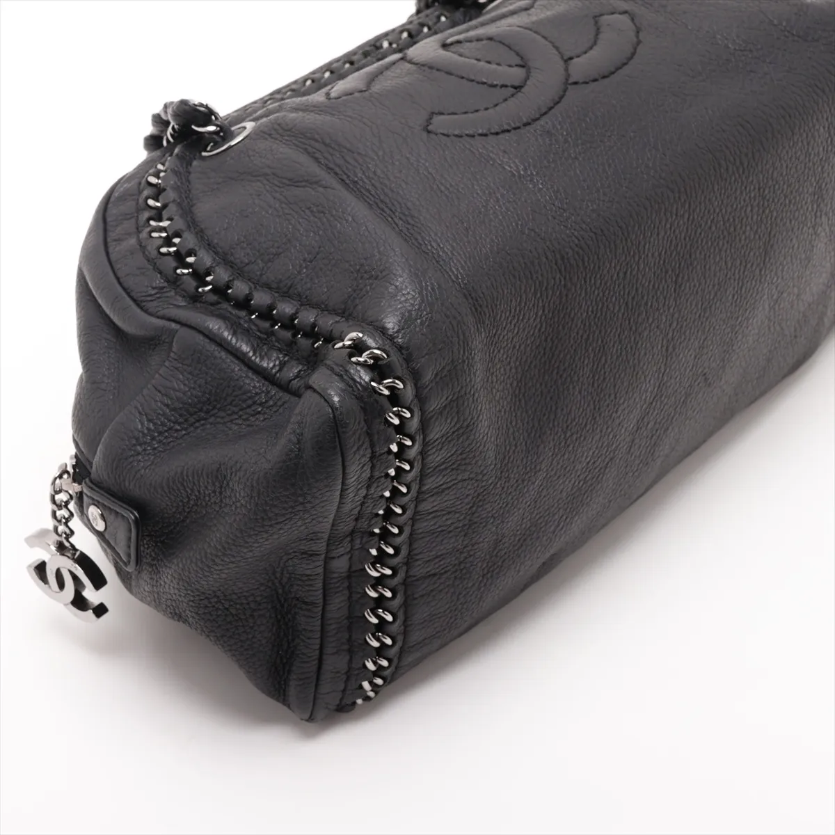 Luxury Line Leather Handbag, Black with Silver Hardware, Item Number 12782510, Series 12 — view 4