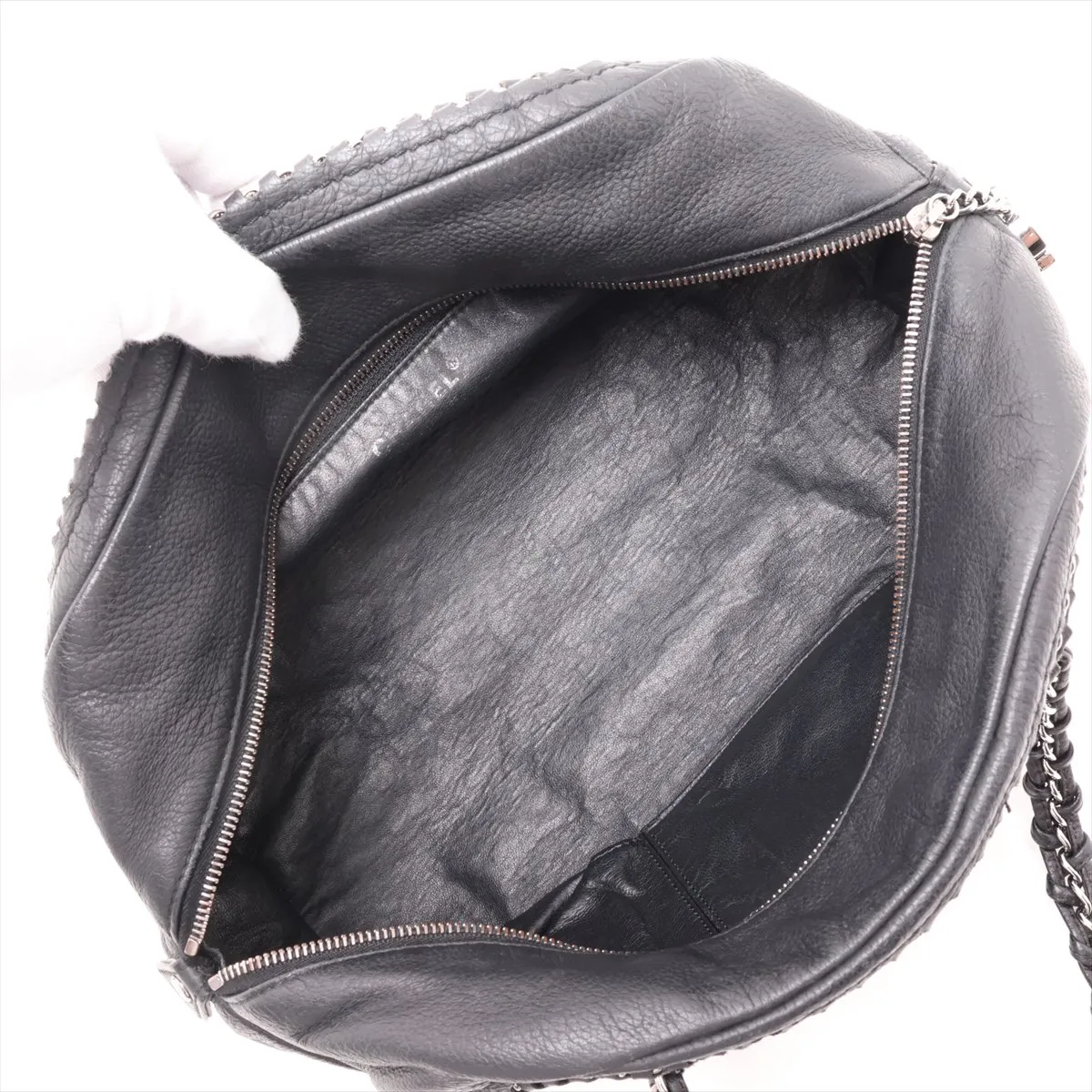 Luxury Line Leather Handbag, Black with Silver Hardware, Item Number 12782510, Series 12 — view 7