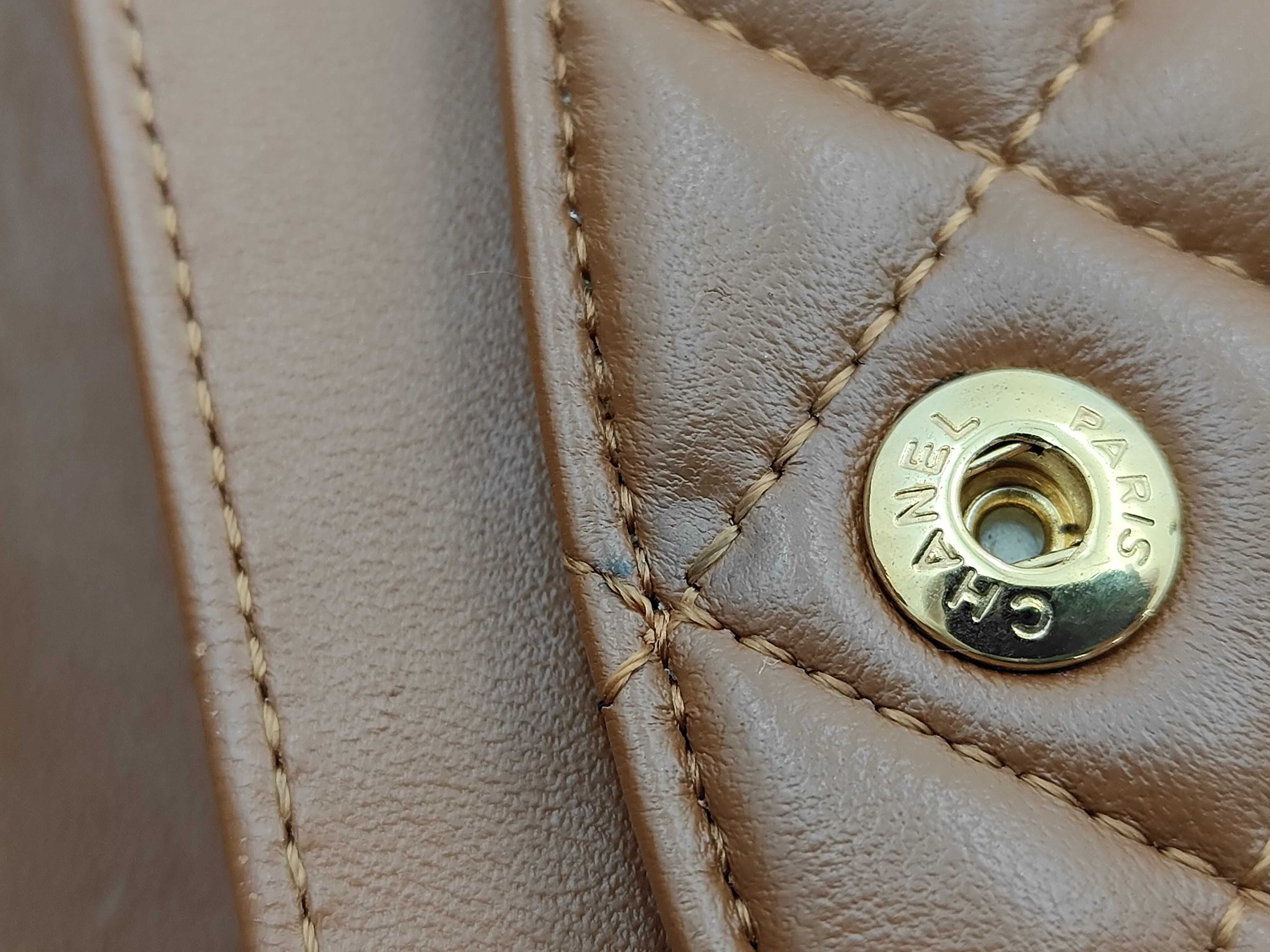 Matelassé 23 Double Flap Lambskin Brown Chain Shoulder Bag — view 12