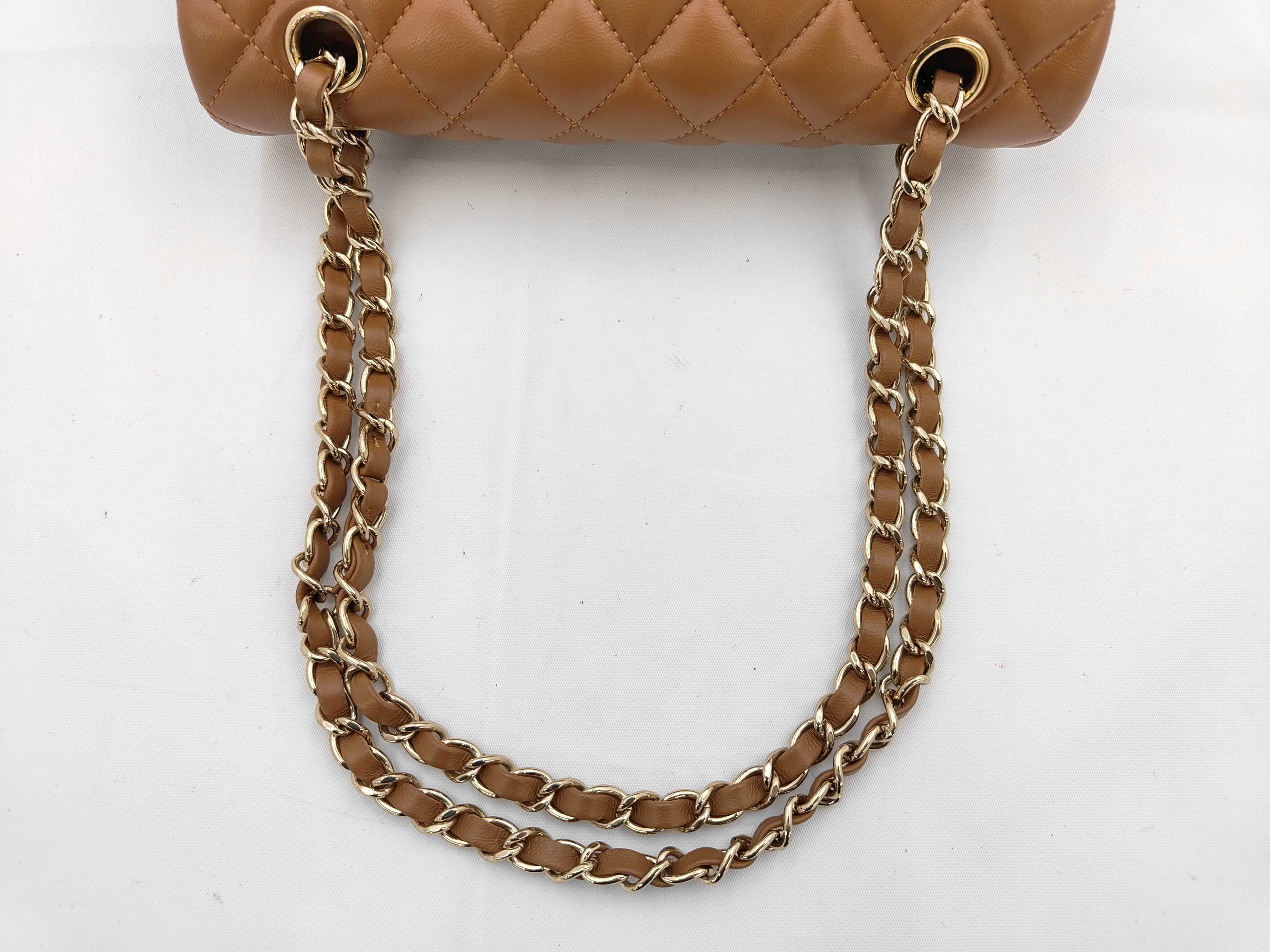 Matelassé 23 Double Flap Lambskin Brown Chain Shoulder Bag — view 3