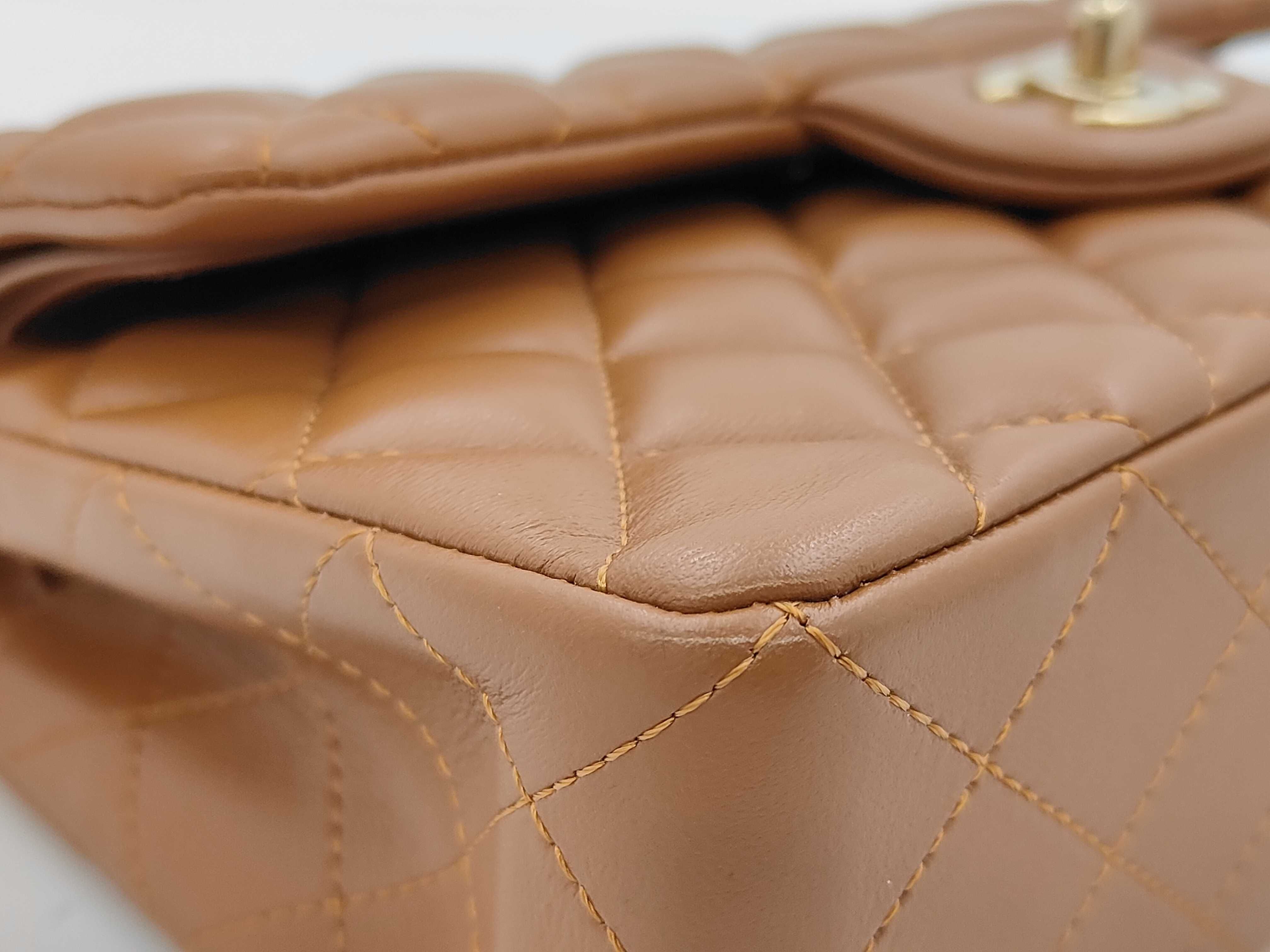Matelassé 23 Double Flap Lambskin Brown Chain Shoulder Bag — view 6