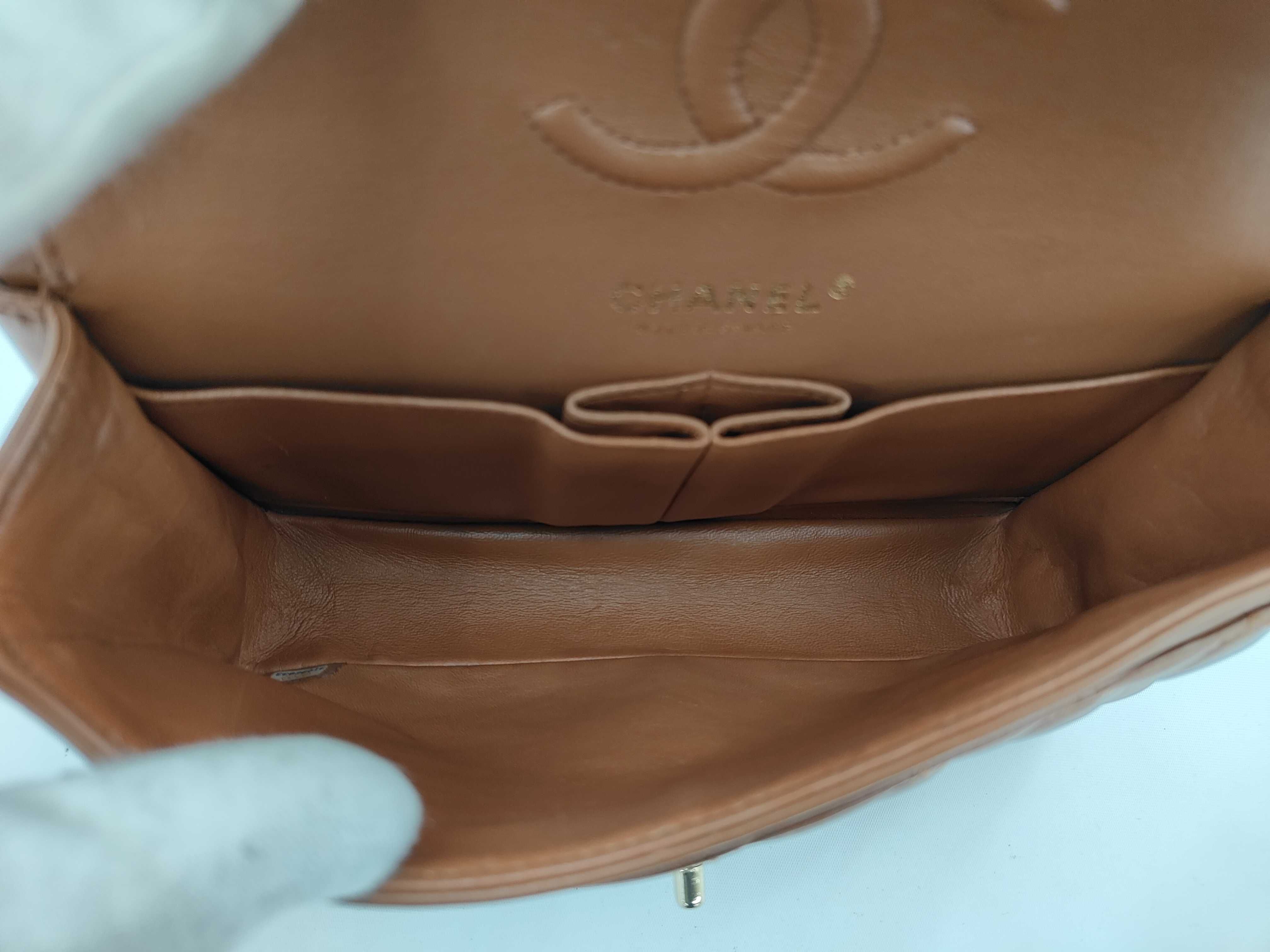 Matelassé 23 Double Flap Lambskin Brown Chain Shoulder Bag — view 9