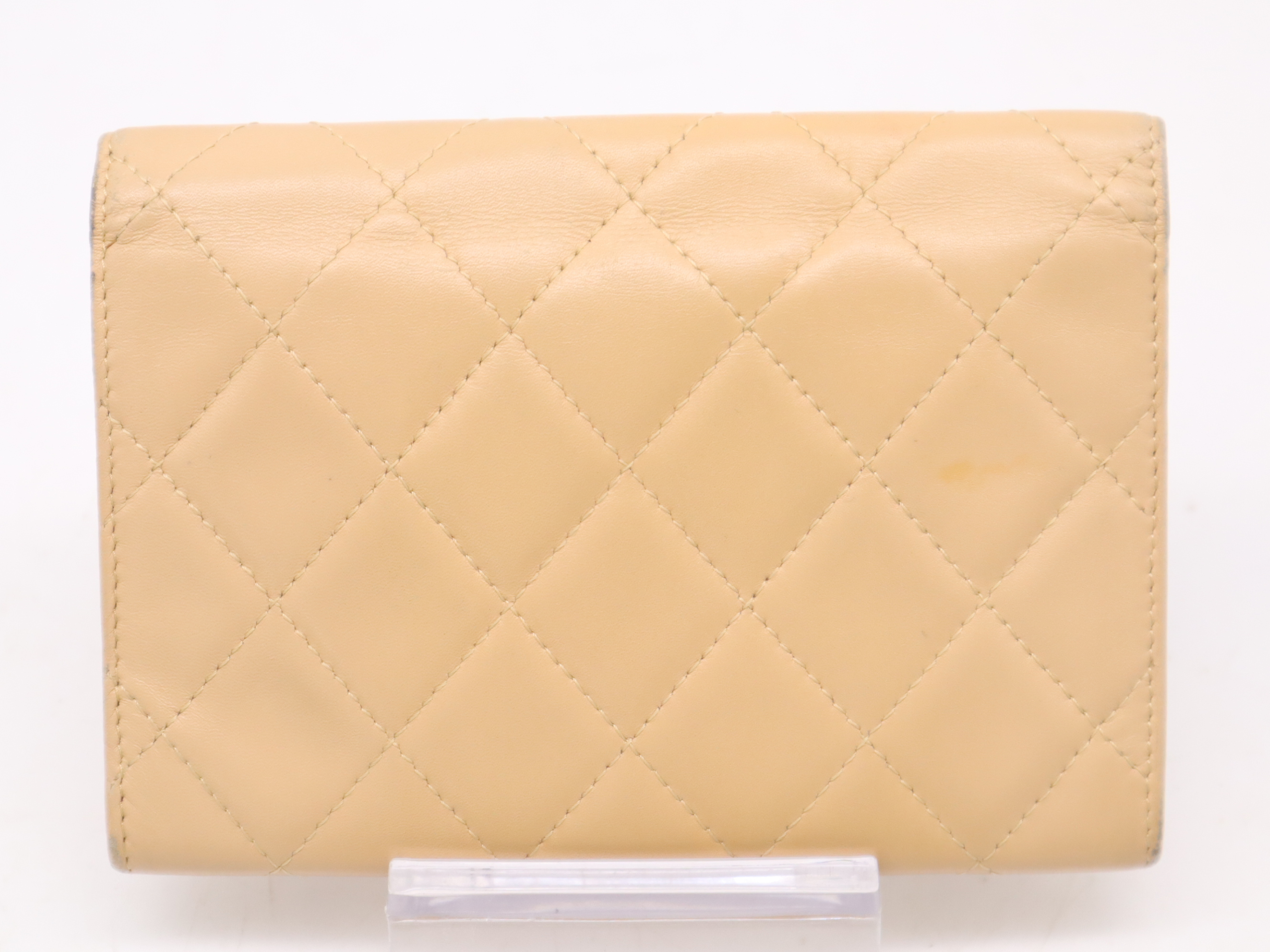 Lambskin Coco Mark Fold Wallet Beige SV Metal Fittings Wallet — view 2