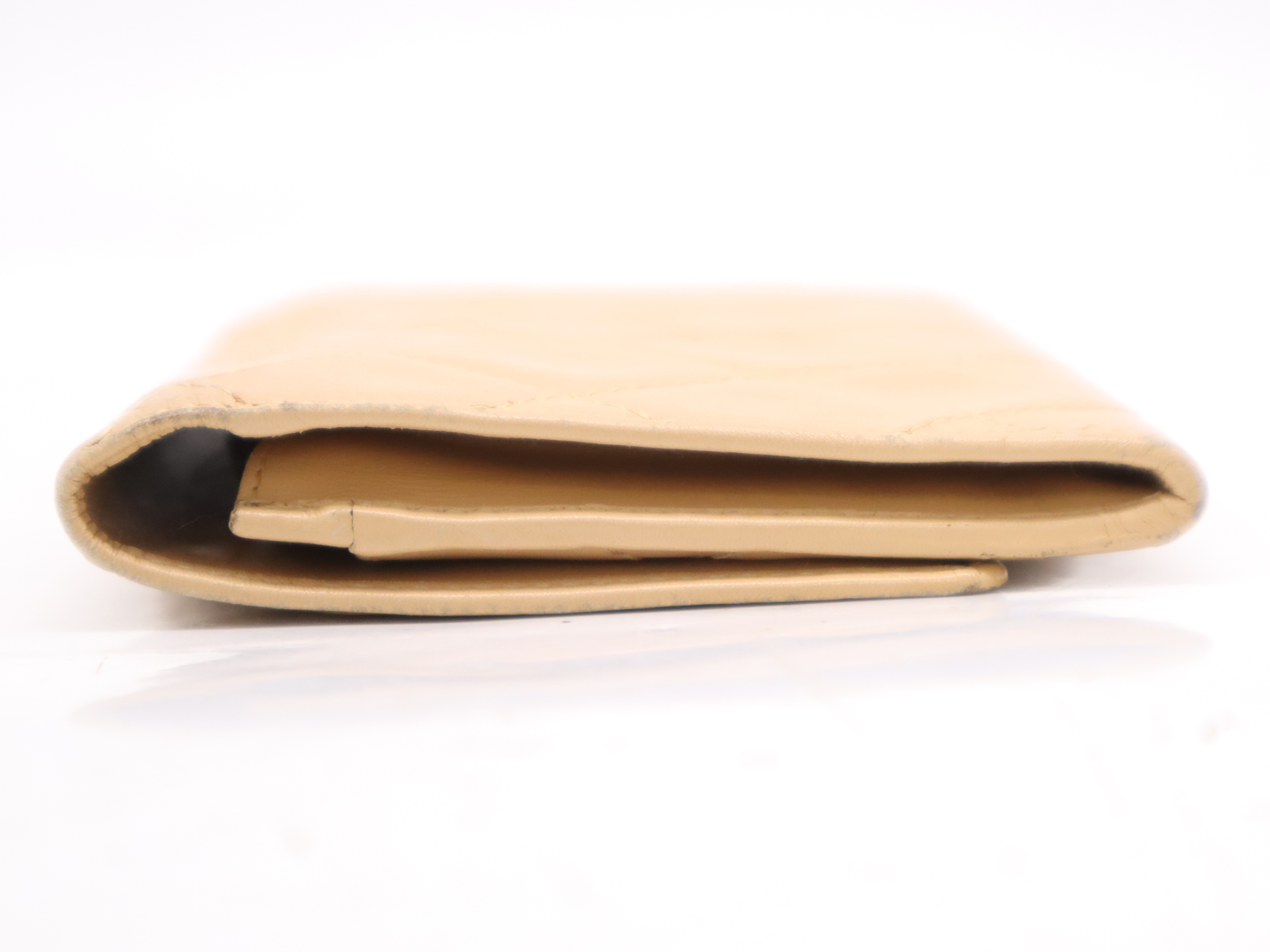 Lambskin Coco Mark Fold Wallet Beige SV Metal Fittings Wallet — view 3