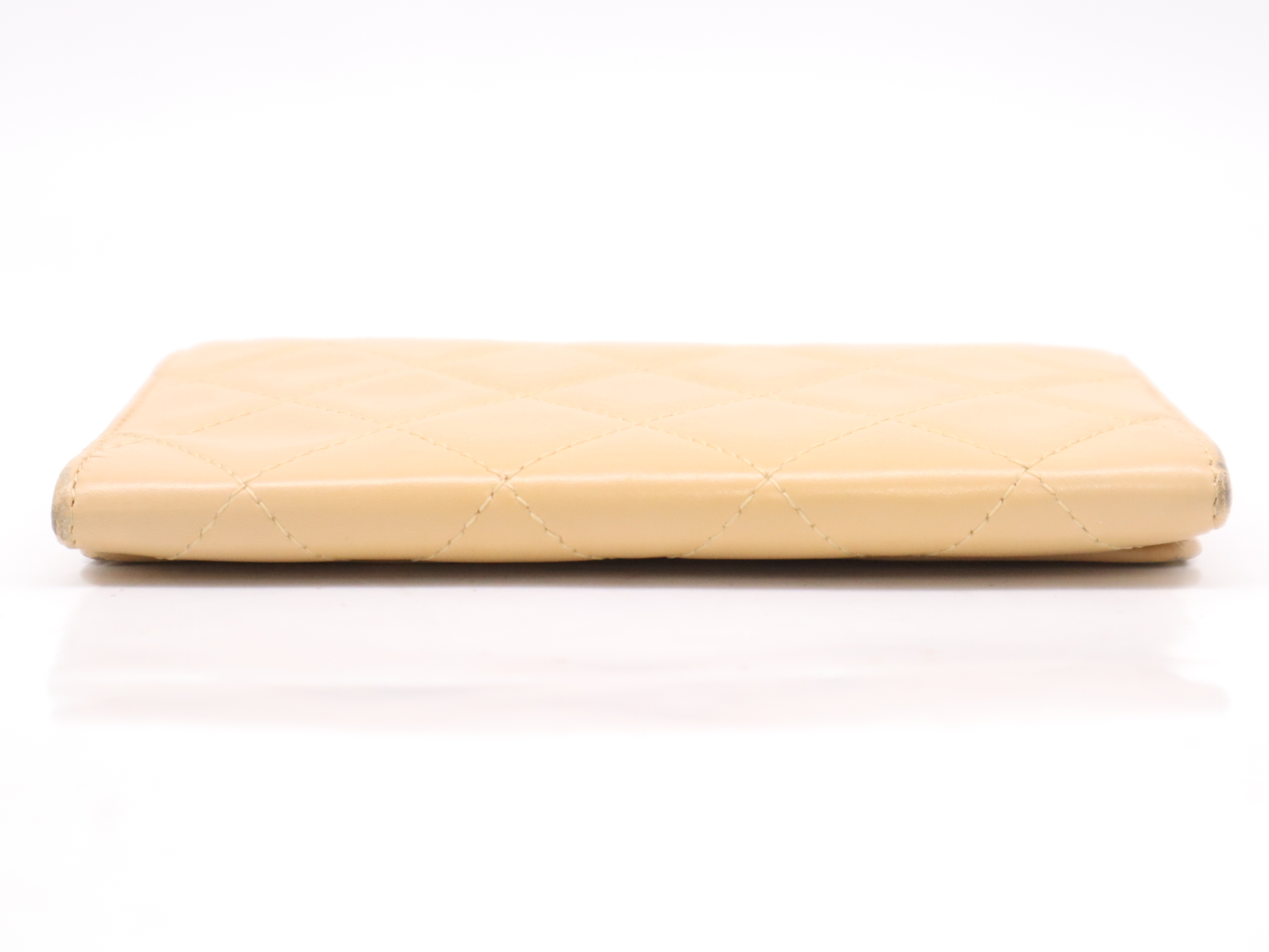 Lambskin Coco Mark Fold Wallet Beige SV Metal Fittings Wallet — view 4