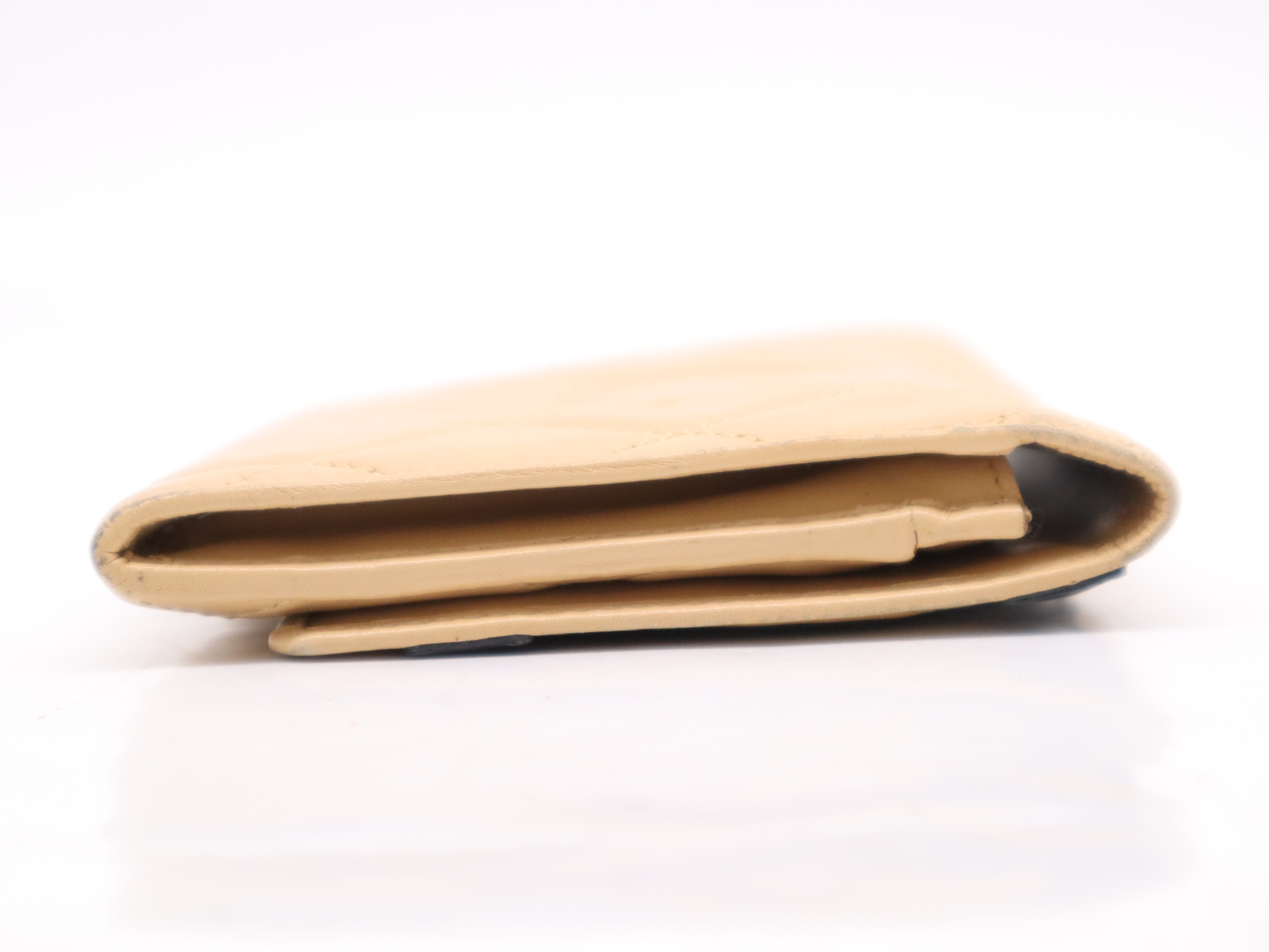 Lambskin Coco Mark Fold Wallet Beige SV Metal Fittings Wallet — view 5