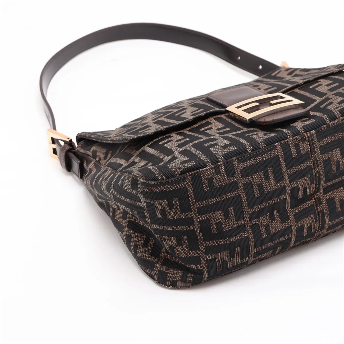 Zucca Mamma Bucket Canvas x Leather Shoulder Bag, Brown — view 4