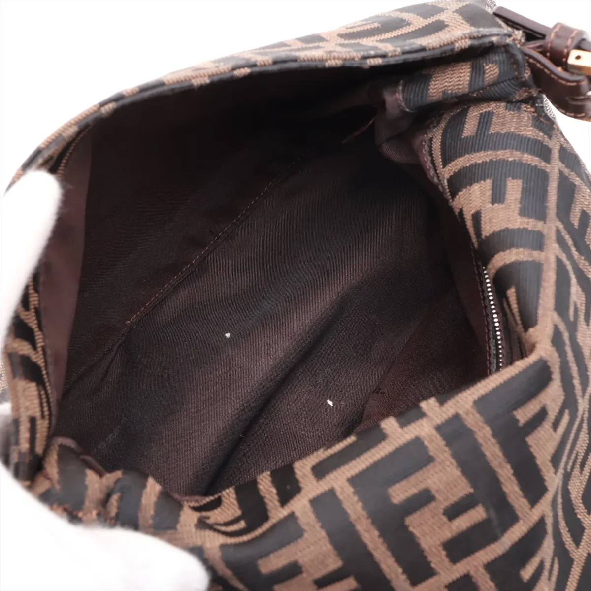 Zucca Mamma Bucket Canvas x Leather Shoulder Bag, Brown — view 7