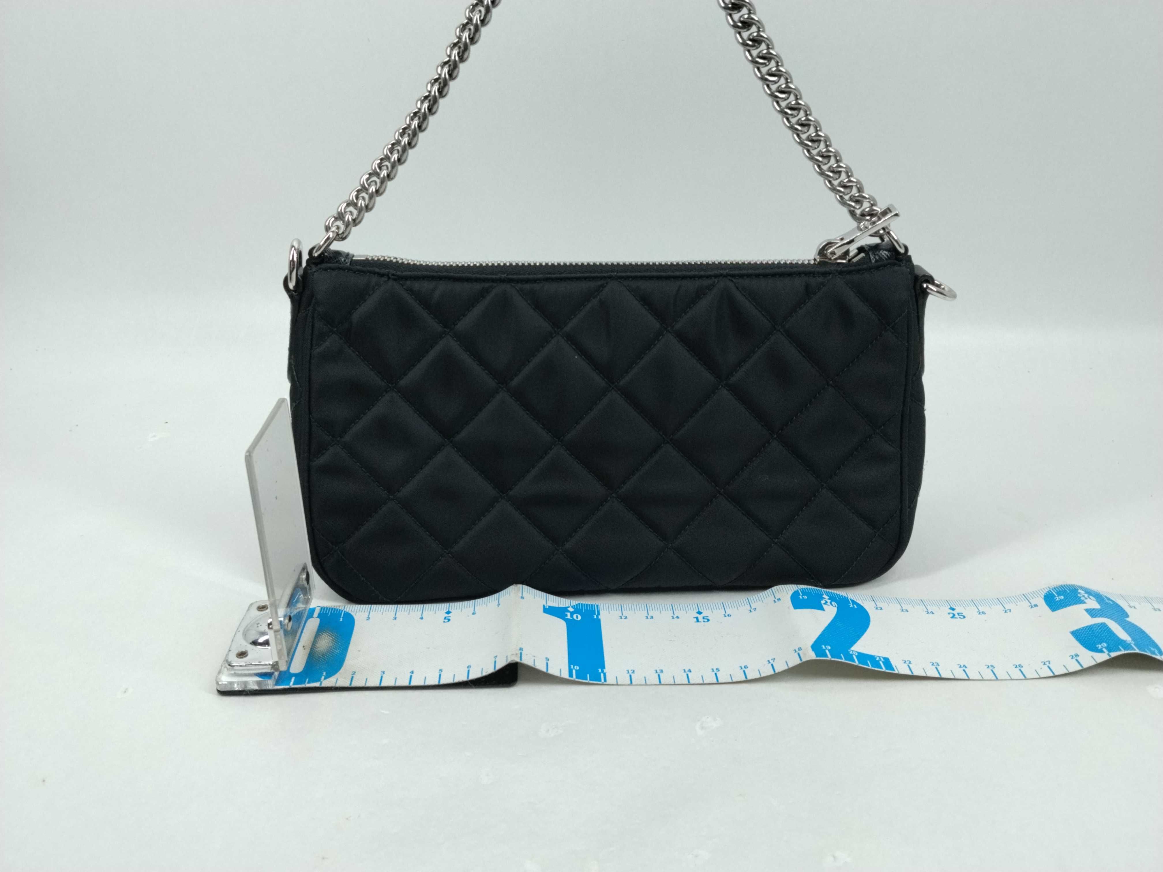 Nylon Quilted Nylon 2-Way Chain Shoulder Bag 1BH026 with Shoulder Strap, NFC Tag, and Pouch — view 2
