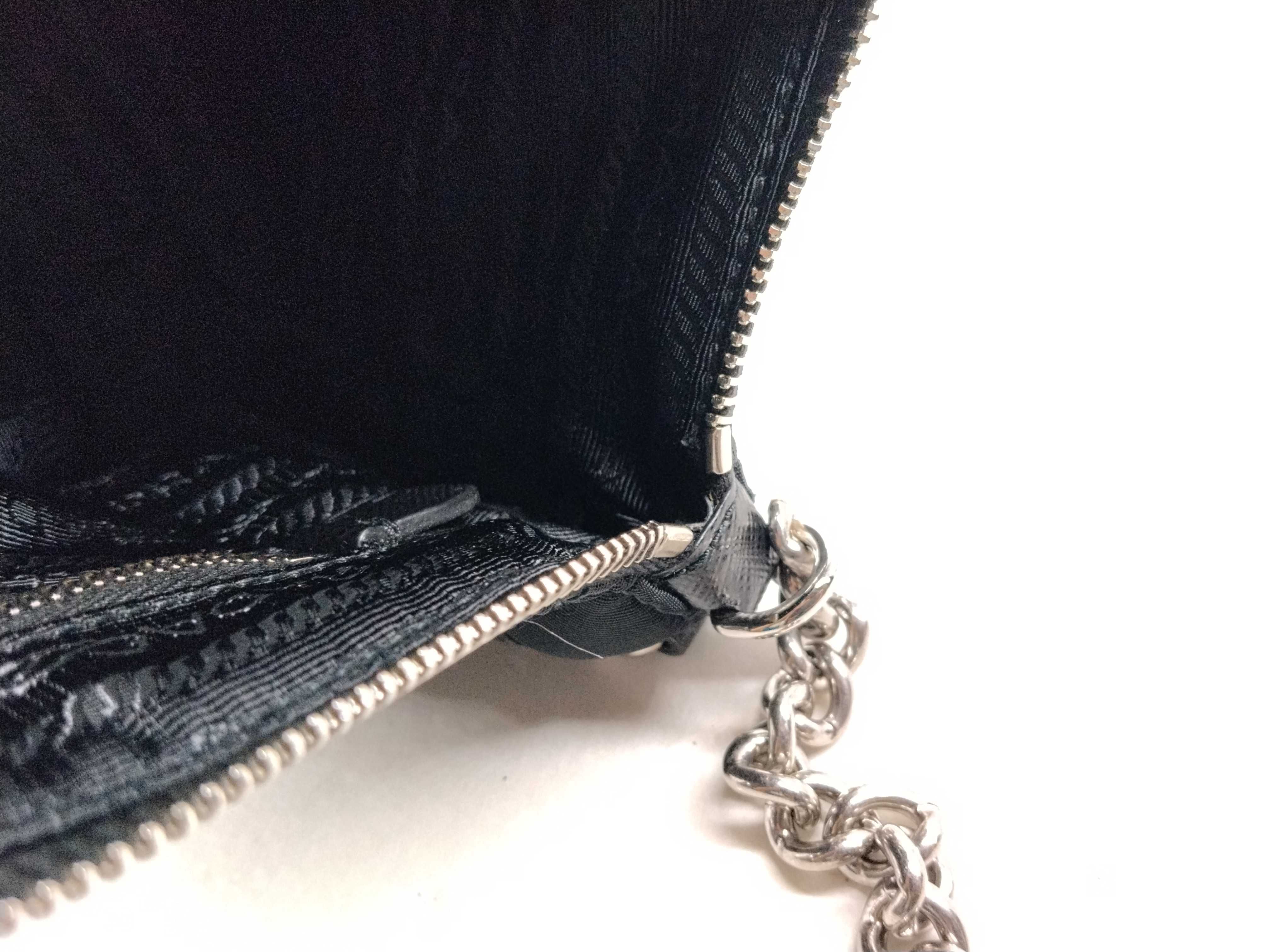 Nylon Quilted Nylon 2-Way Chain Shoulder Bag 1BH026 with Shoulder Strap, NFC Tag, and Pouch — view 13