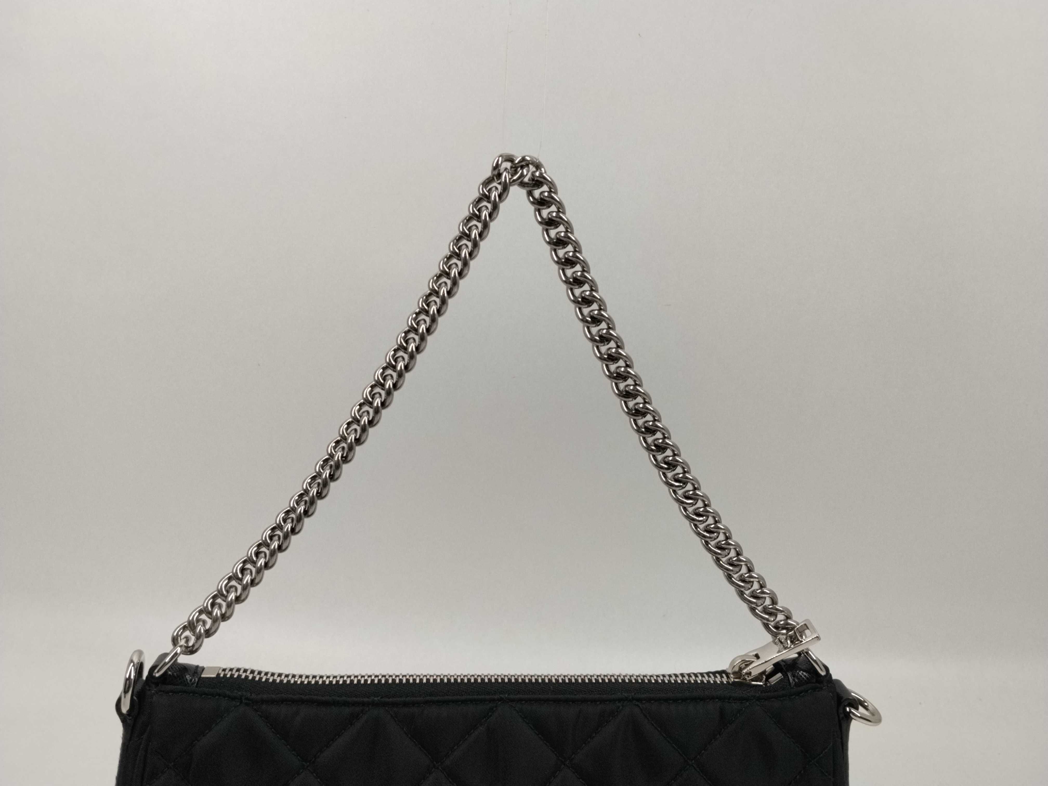 Nylon Quilted Nylon 2-Way Chain Shoulder Bag 1BH026 with Shoulder Strap, NFC Tag, and Pouch — view 4