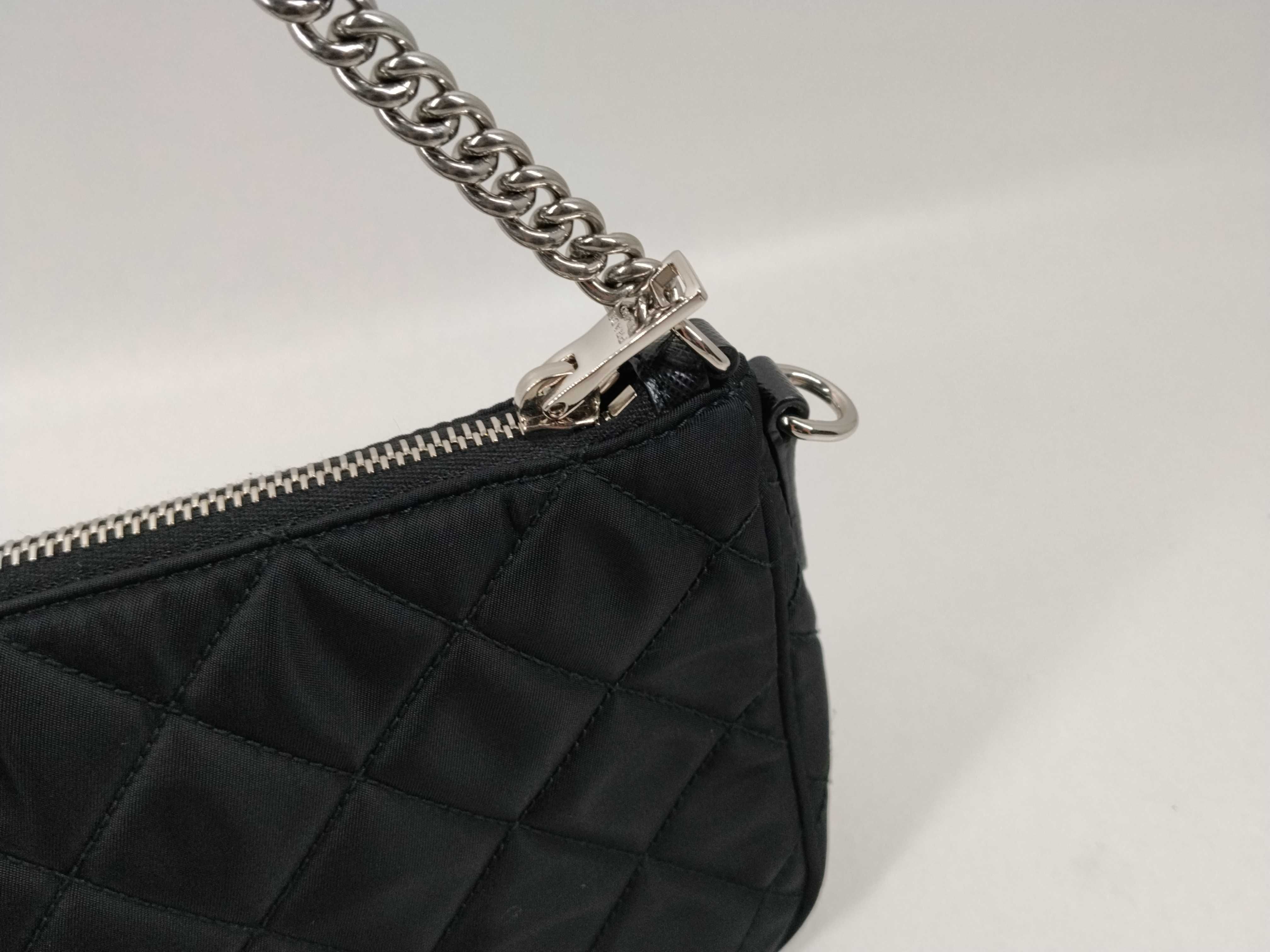 Nylon Quilted Nylon 2-Way Chain Shoulder Bag 1BH026 with Shoulder Strap, NFC Tag, and Pouch — view 5