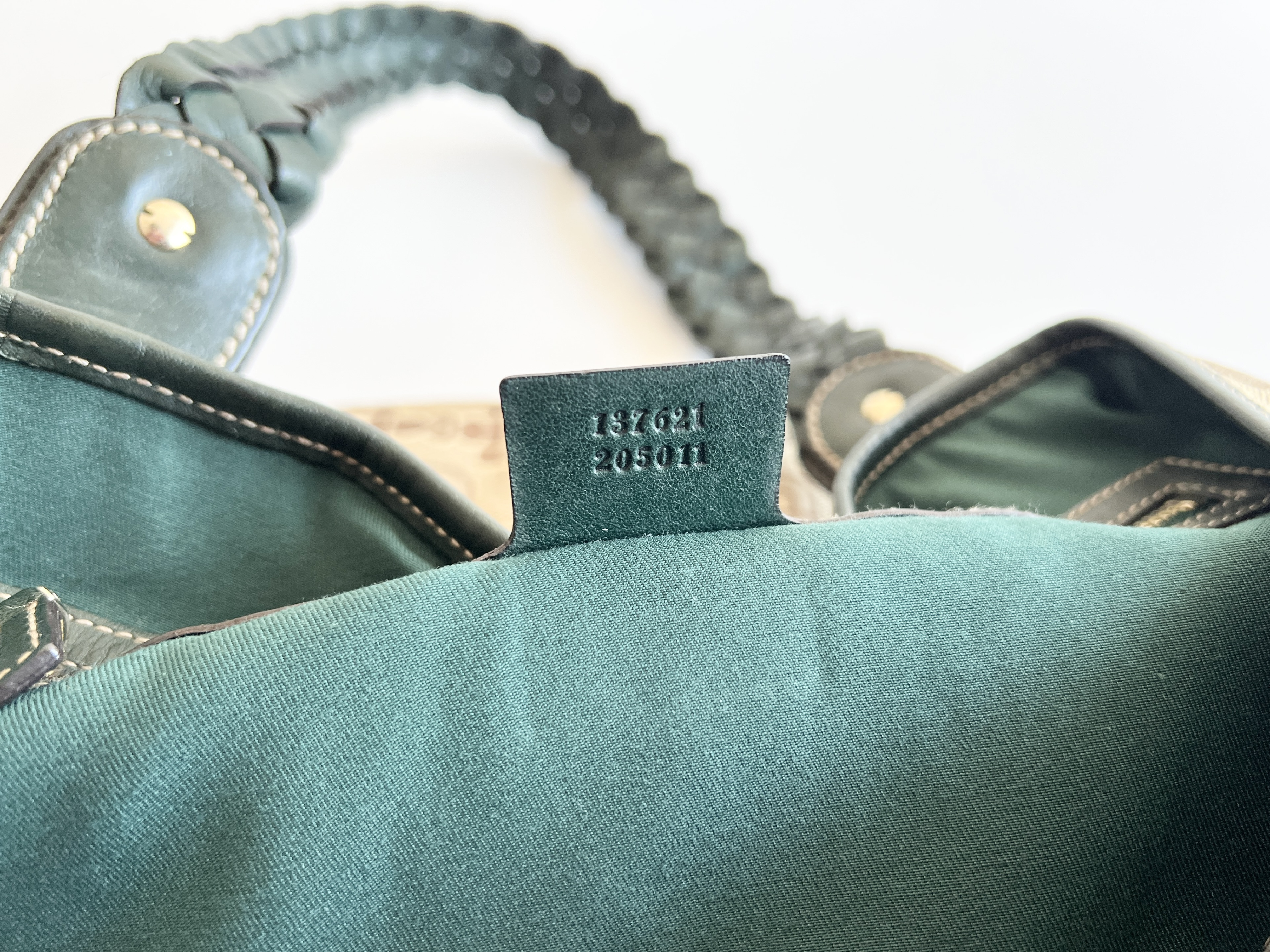 Horsebit Woven Canvas Leather Tote Bag Handbag — view 7