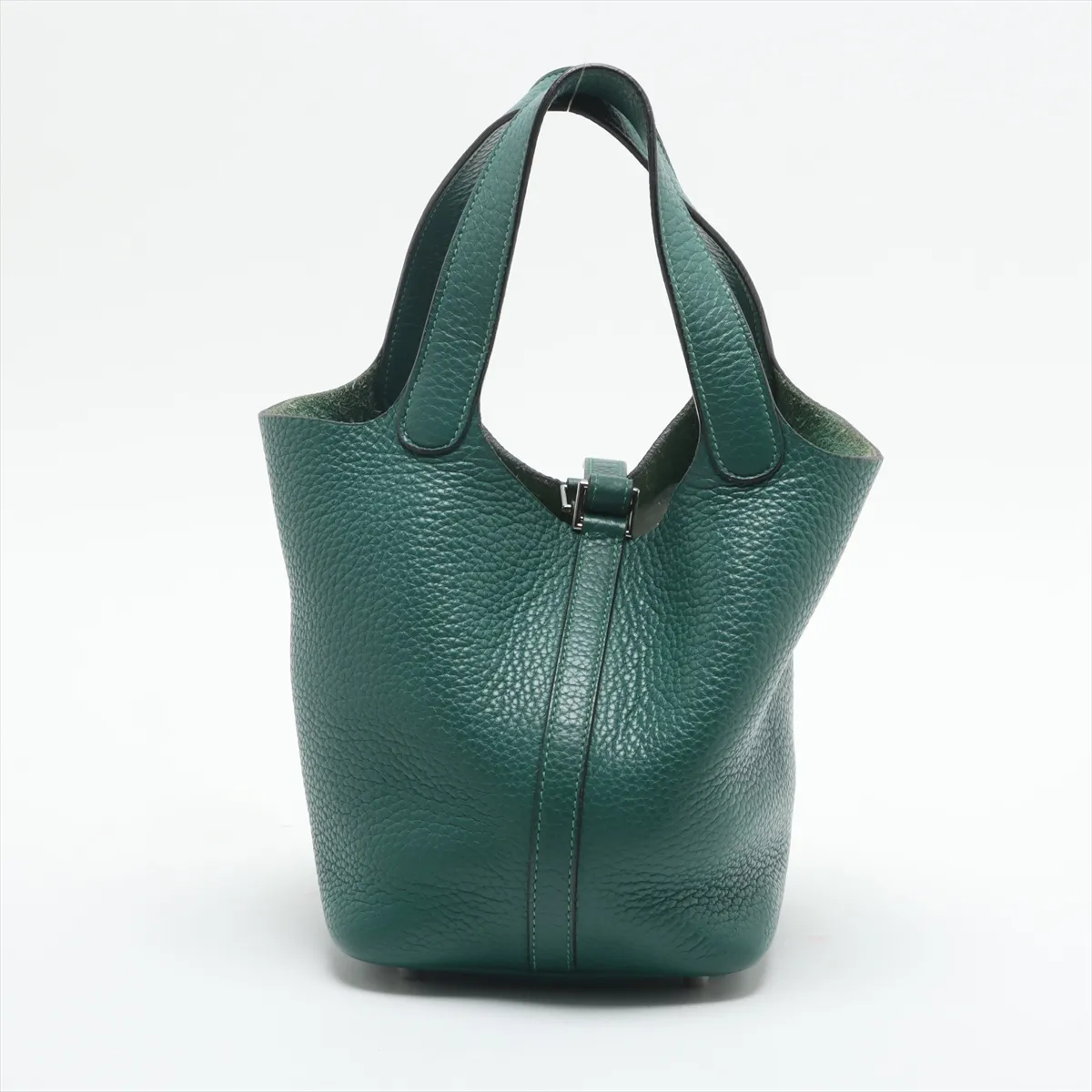 Picotan Lock 18 PM Taurillon Clemence Malachite Silver hardware Q:2013 — view 2