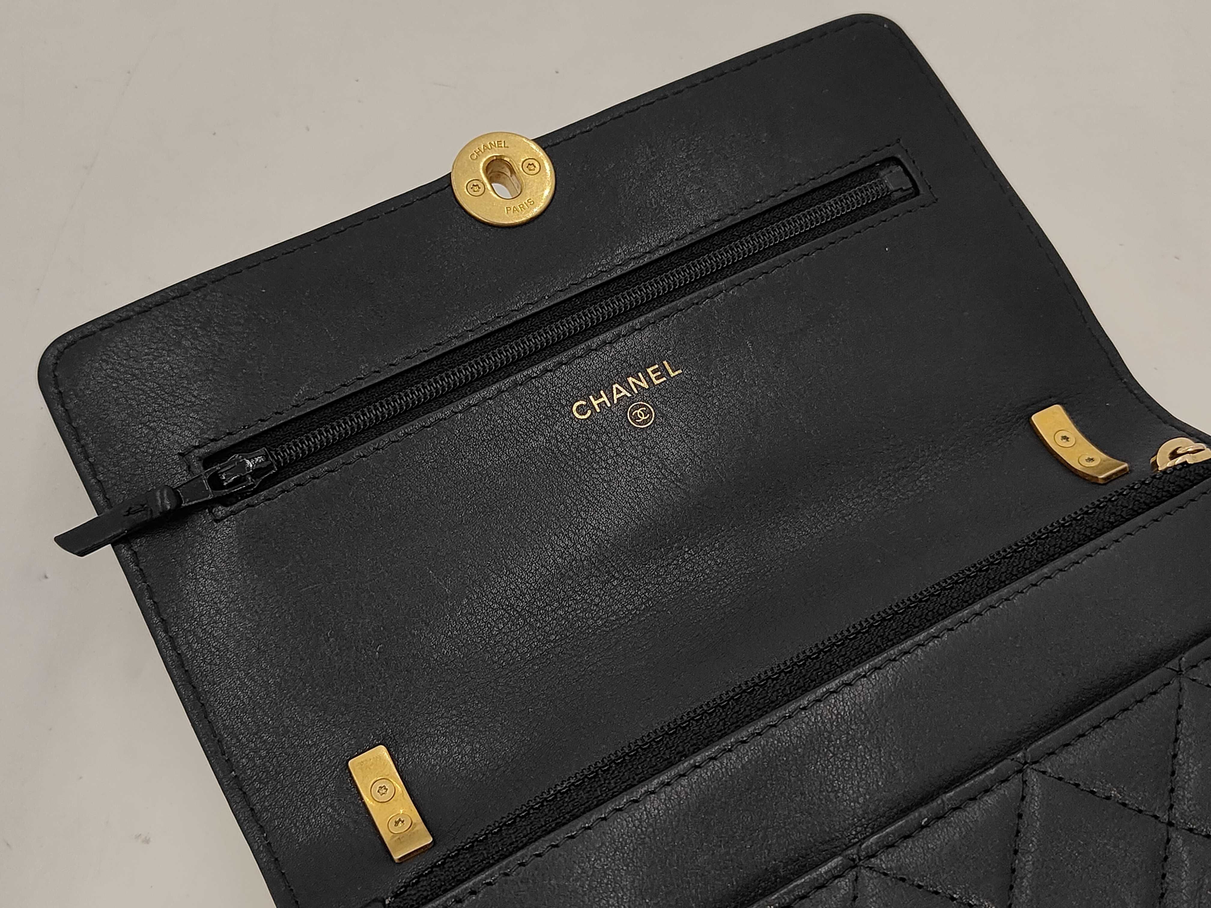 Matelassé Chain Wallet WOC Black Lambskin Coco Ball Gold Hardware Shoulder Bag — view 11
