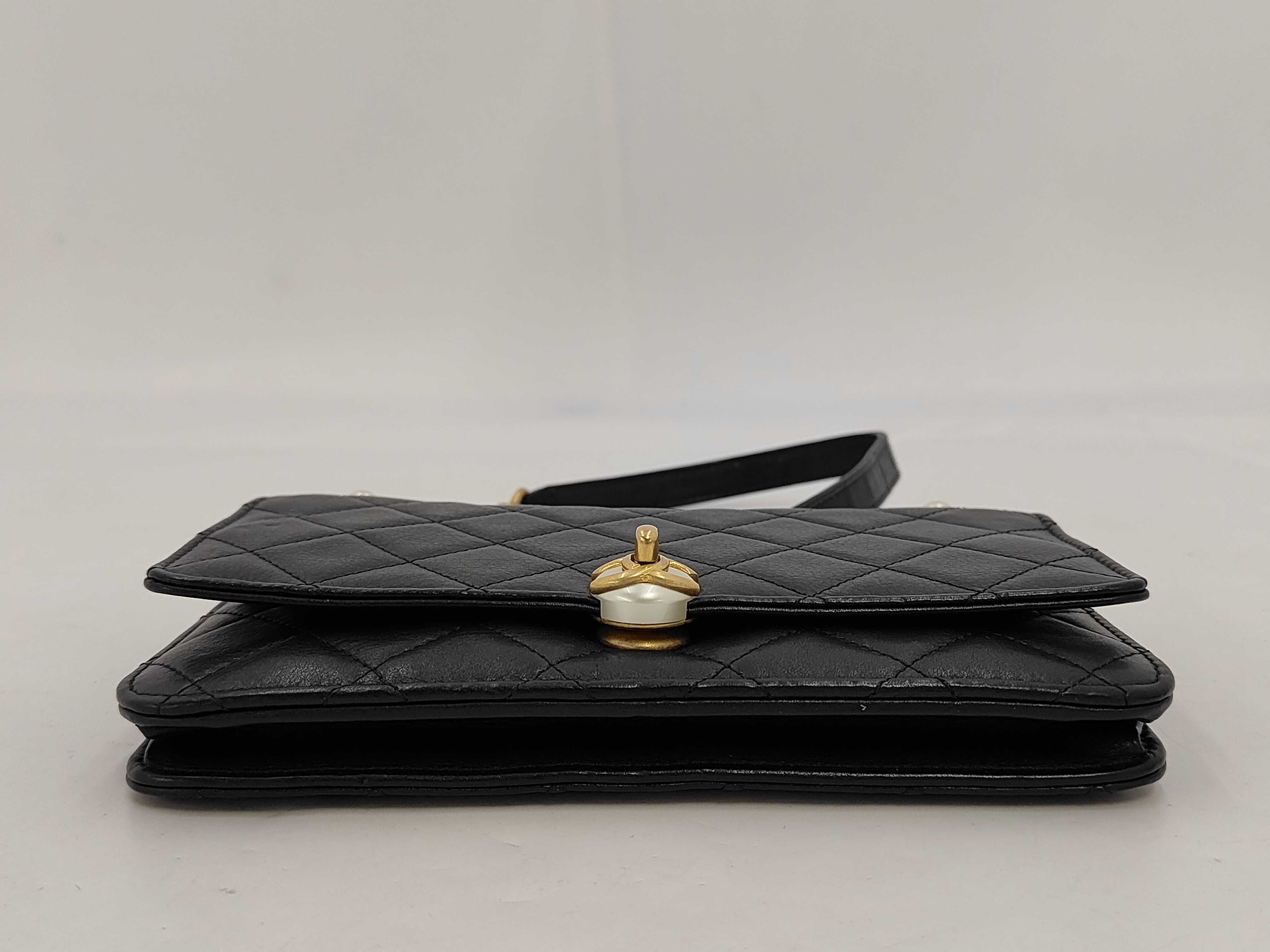 Matelassé Chain Wallet WOC Black Lambskin Coco Ball Gold Hardware Shoulder Bag — view 4
