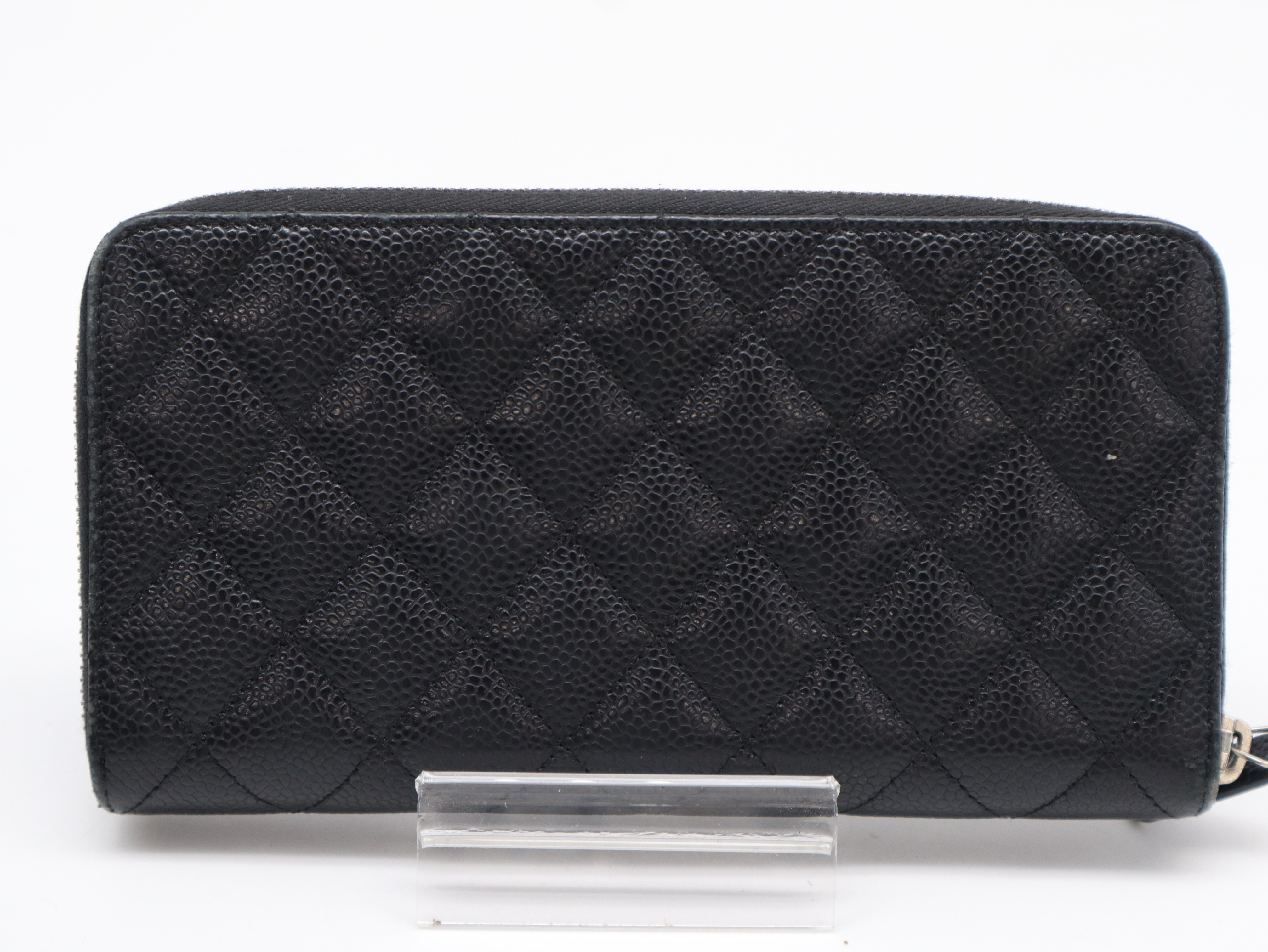Caviar Skin Matelasse Round Zipper Black Seal Card 22606092 Guarantee, Box, Storage Bag Included Wallet — view 2