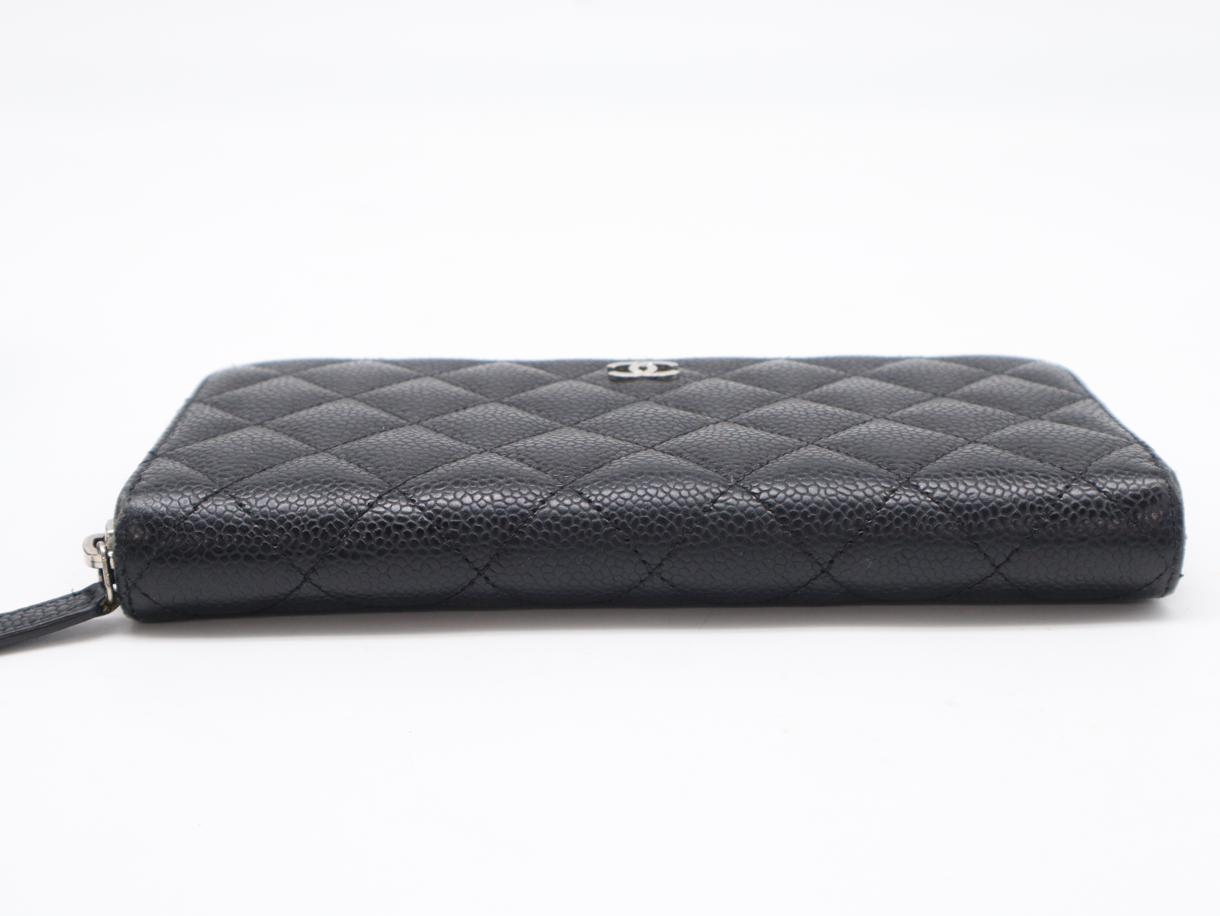 Caviar Skin Matelasse Round Zipper Black Seal Card 22606092 Guarantee, Box, Storage Bag Included Wallet — view 4
