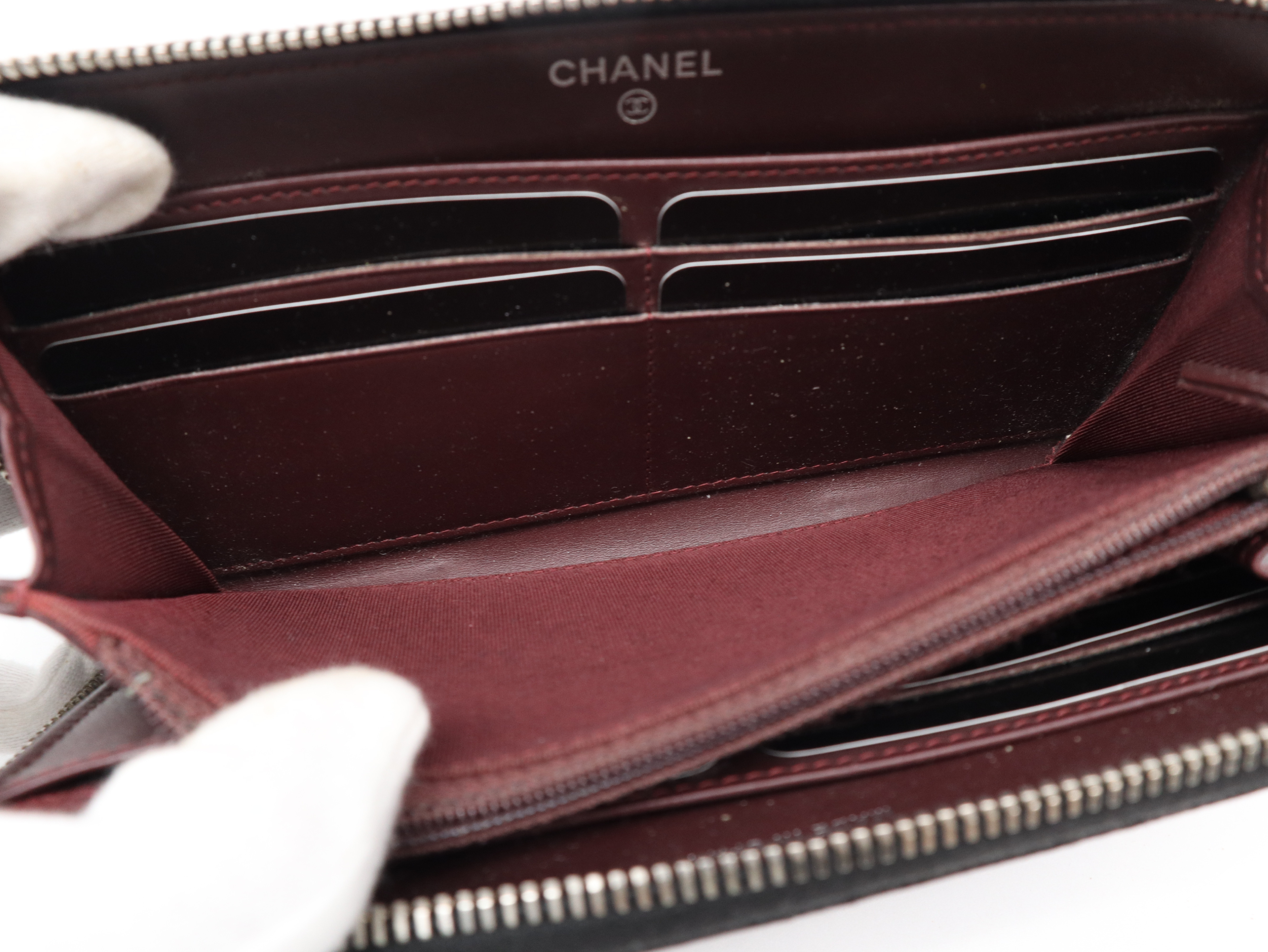 Caviar Skin Matelasse Round Zipper Black Seal Card 22606092 Guarantee, Box, Storage Bag Included Wallet — view 10