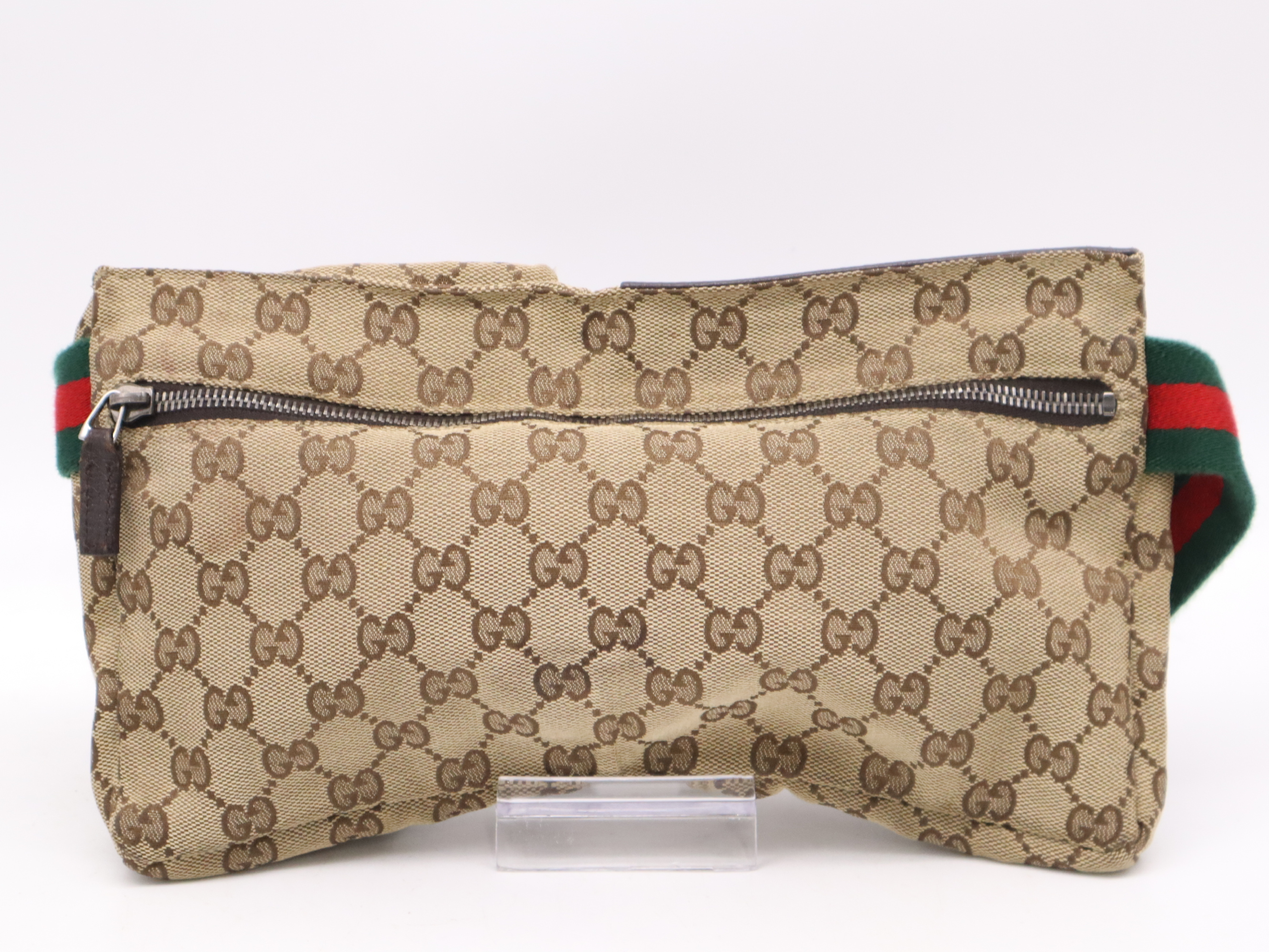 28566 Canvas x Leather GG Canvas Sherry Line Waist Bag Brown SV Hardware Waist Bag — view 2