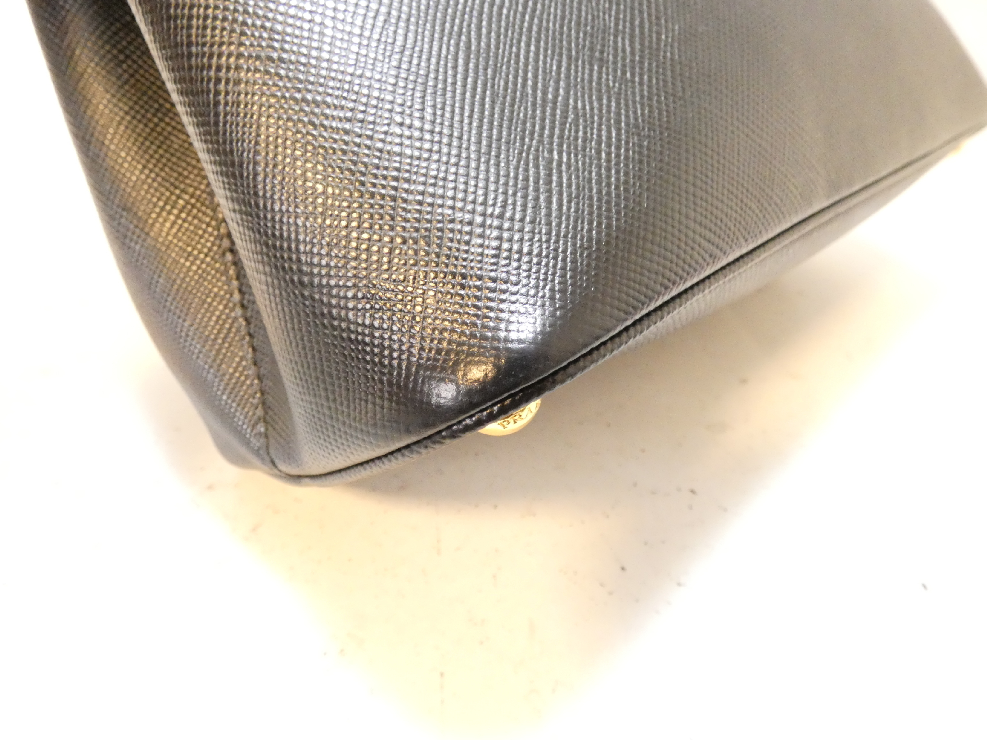 Saffiano Front Logo Black Hand Tote Bag — view 8