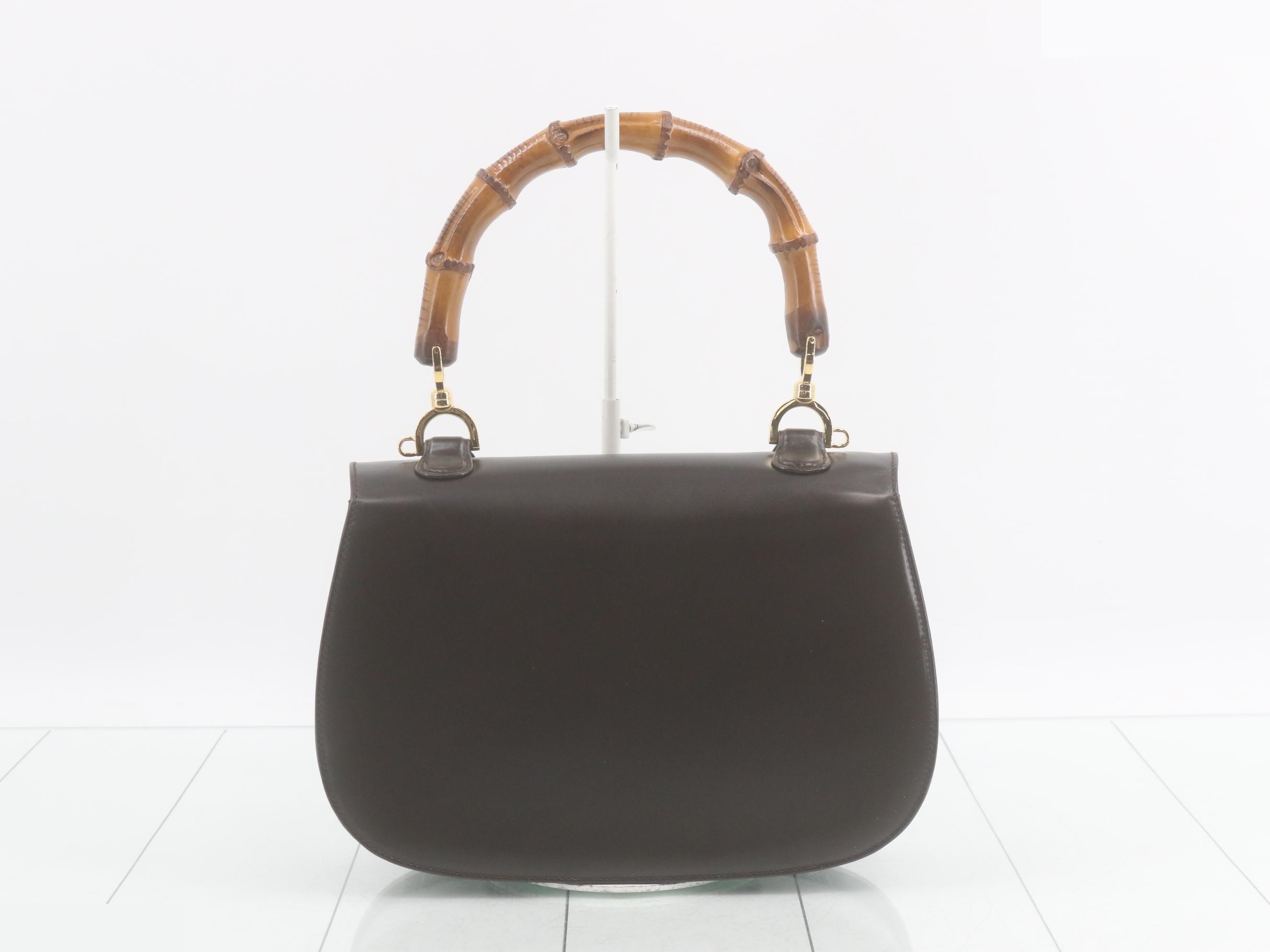 Bamboo handbag, calfskin, dark brown — view 2