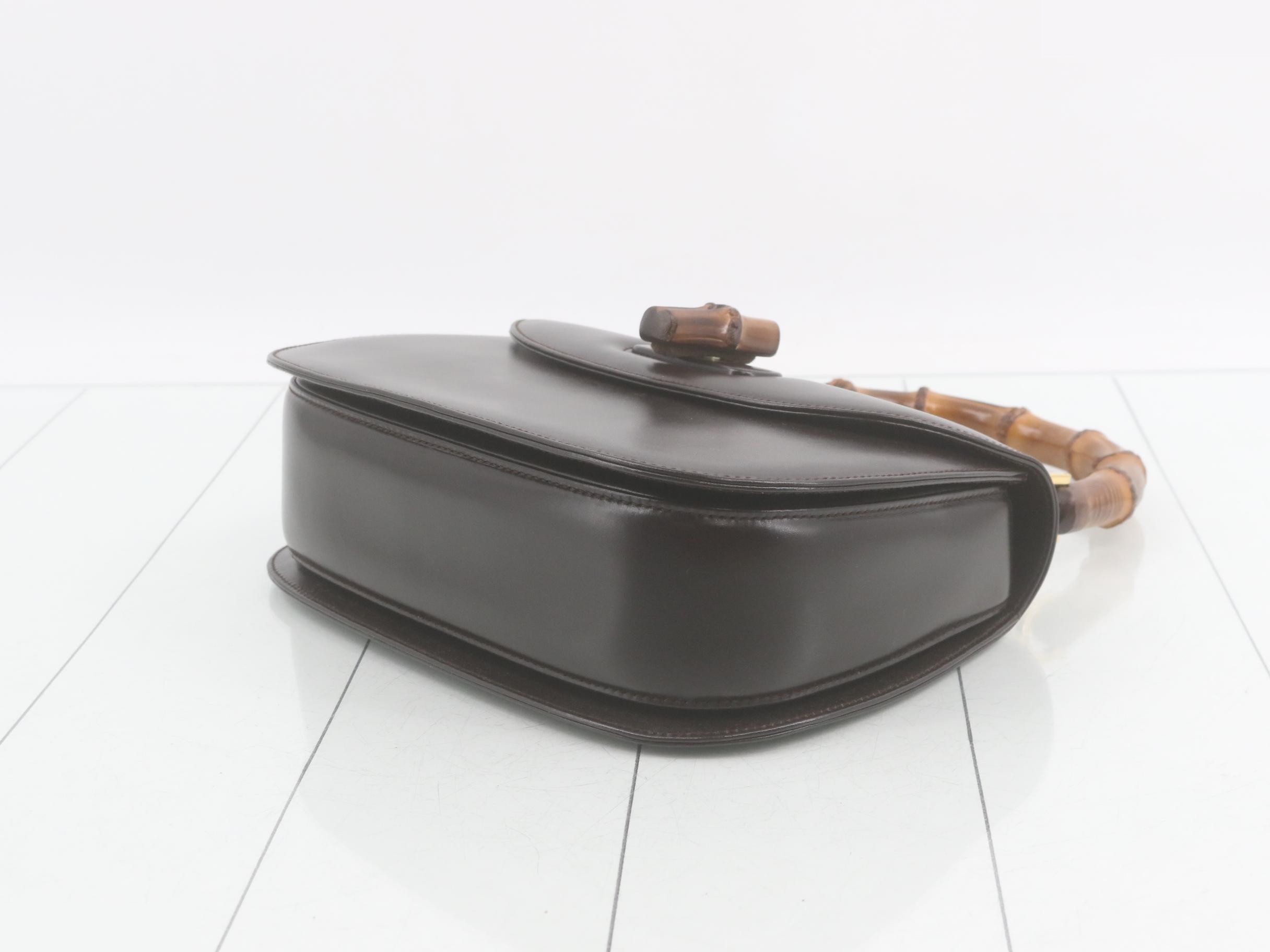 Bamboo handbag, calfskin, dark brown — view 6