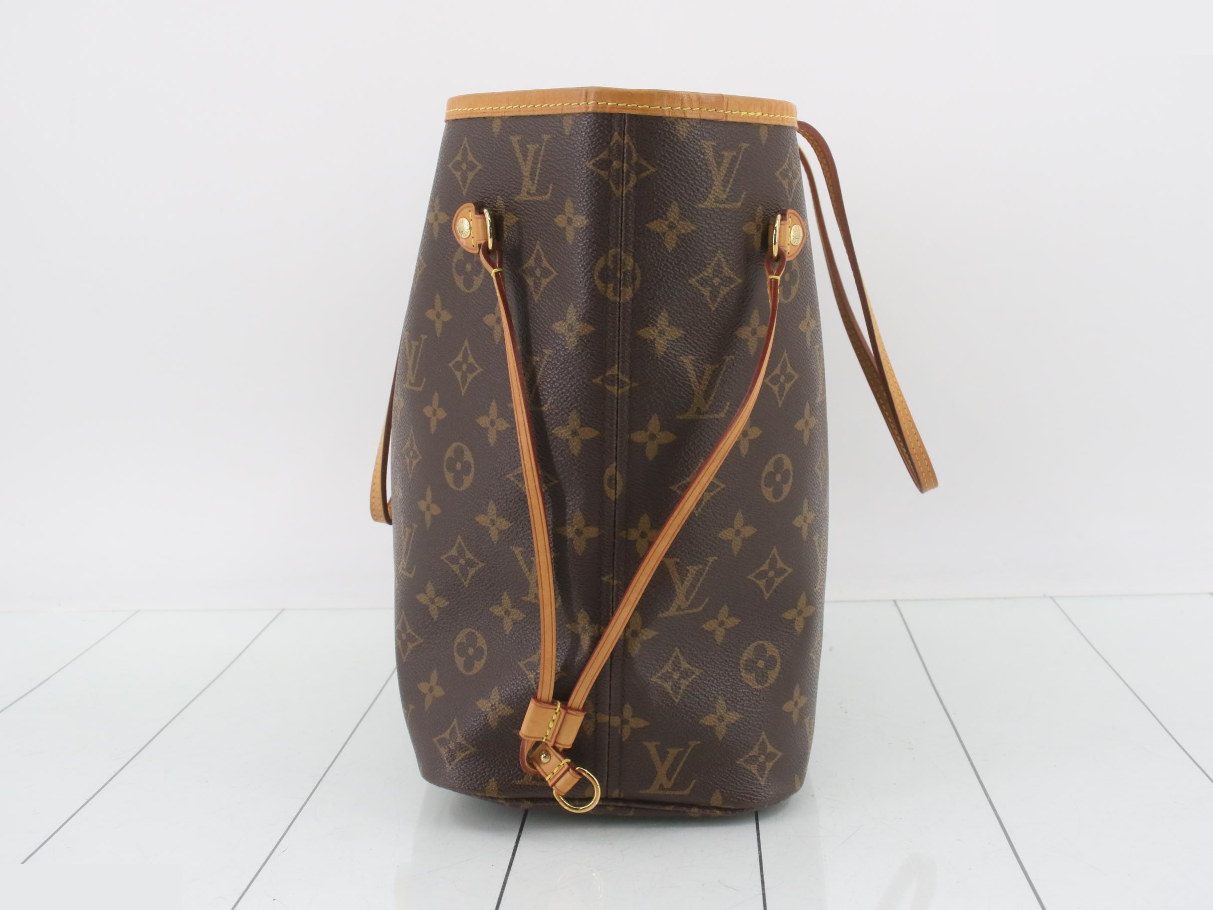 Monogram Neverfull MM Cerise Tote Bag with Pouch — view 3