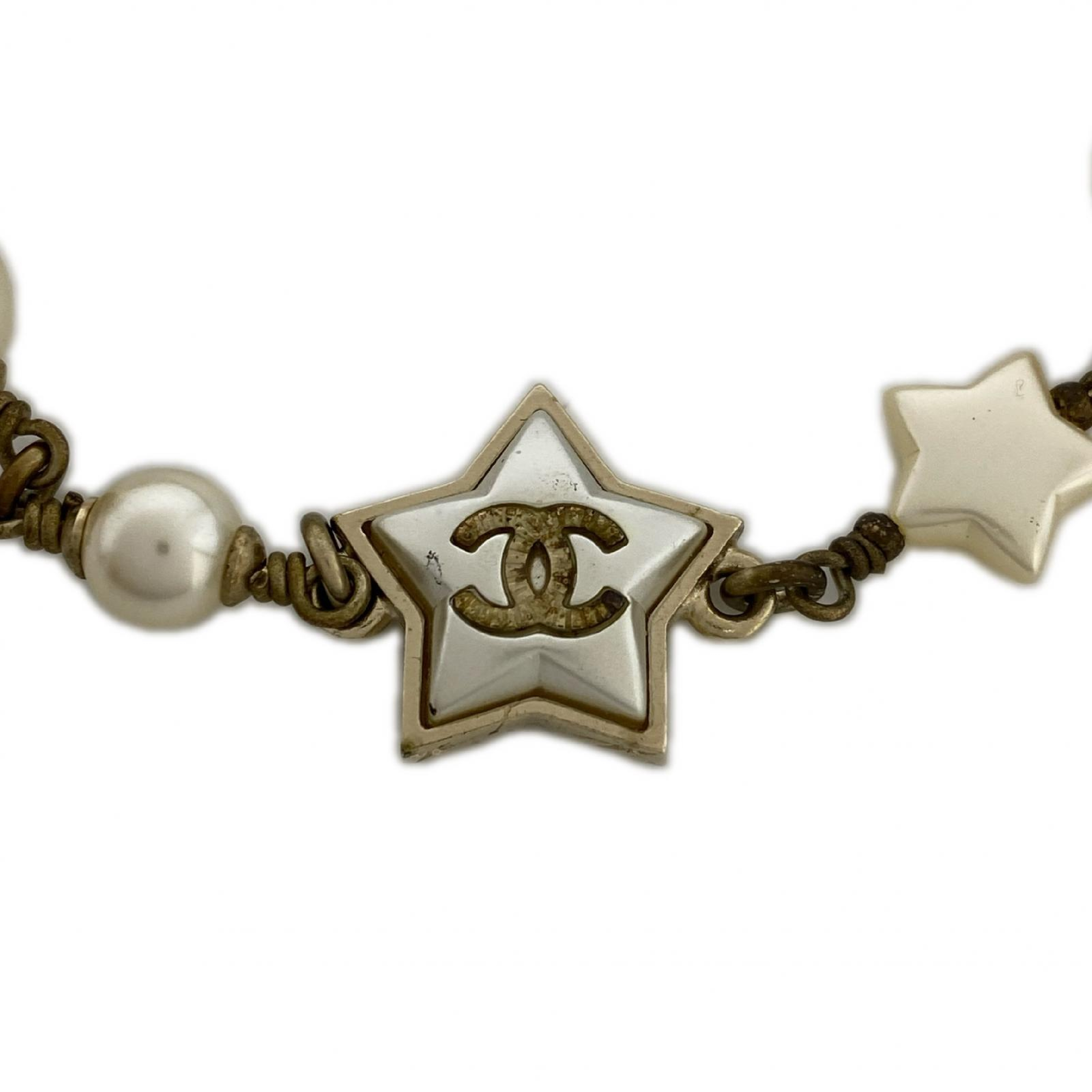 Gold-colored metal faux pearl star A17B fashion bracelet/bangle — view 4