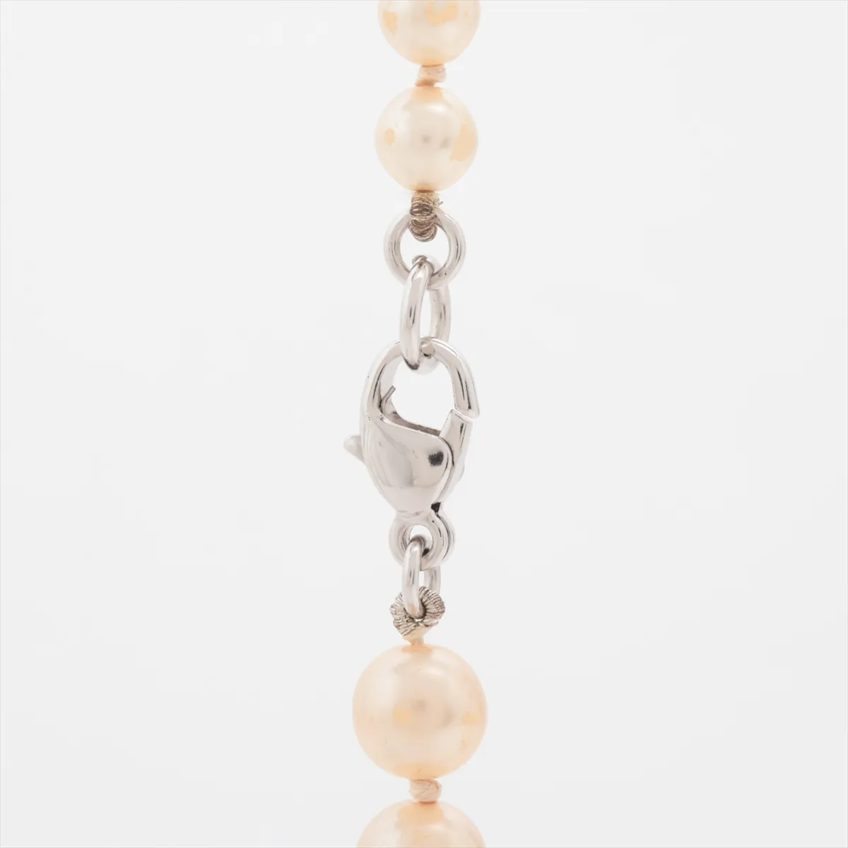 Coco Mark 07V Necklace, Metal x Faux Pearl, Silver. Shows signs of wear, tarnishing, — view 4