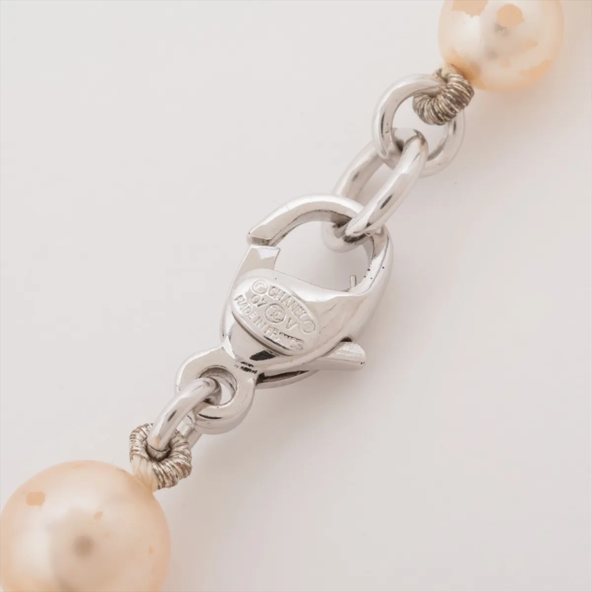 Coco Mark 07V Necklace, Metal x Faux Pearl, Silver. Shows signs of wear, tarnishing, — view 5