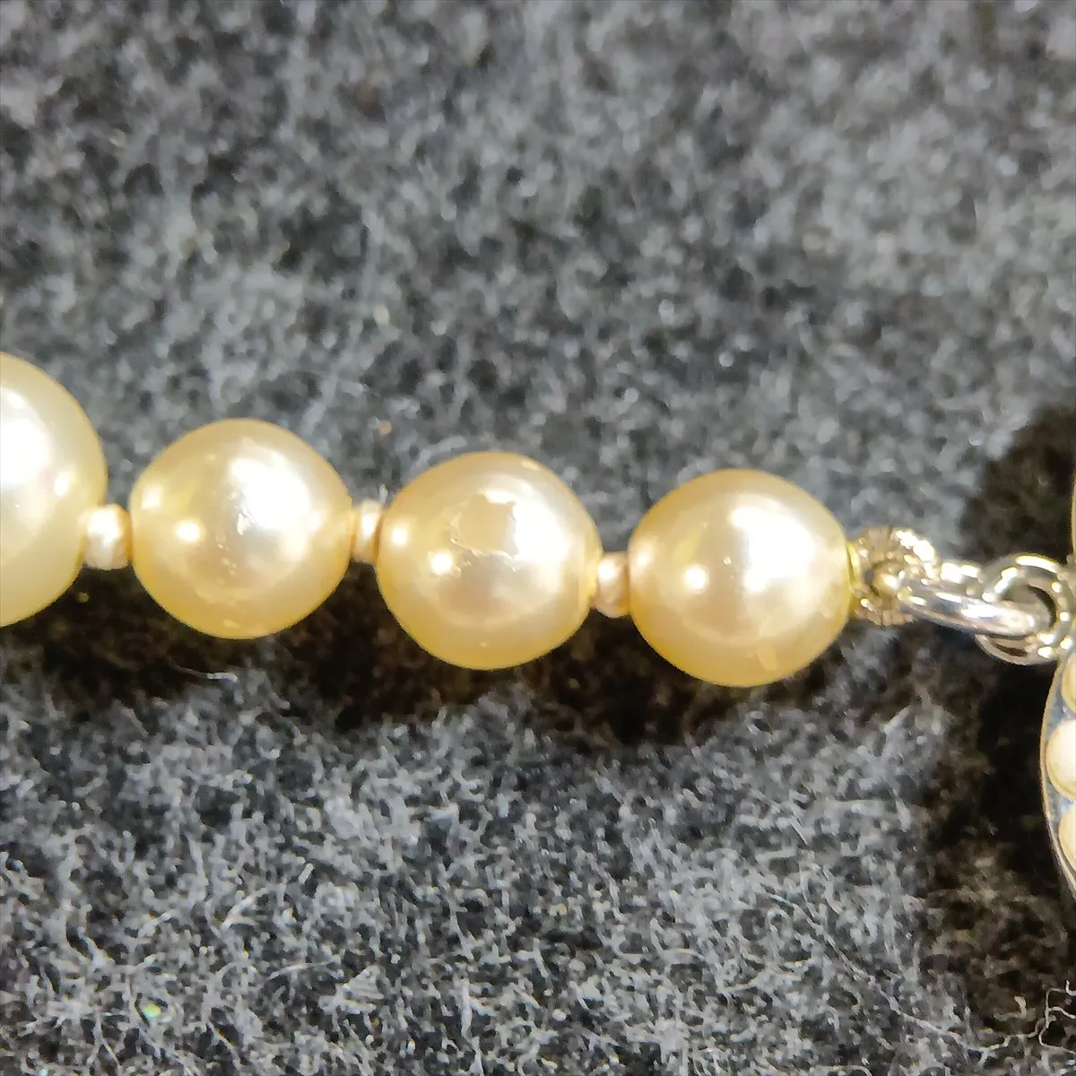 Coco Mark 07V Necklace, Metal x Faux Pearl, Silver. Shows signs of wear, tarnishing, — view 7
