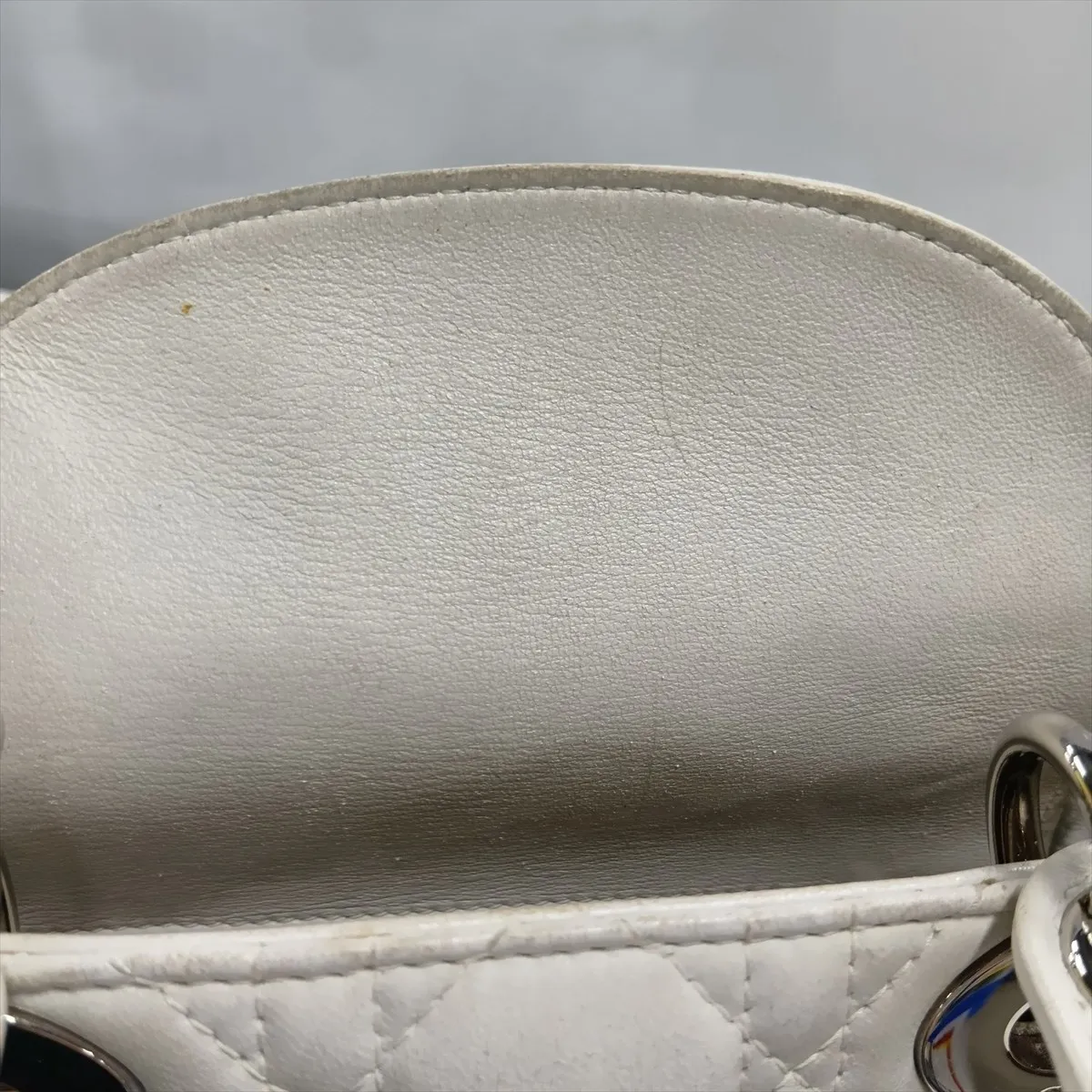 Cannage Lady Dior Mini Leather 2-Way Handbag, White — view 14