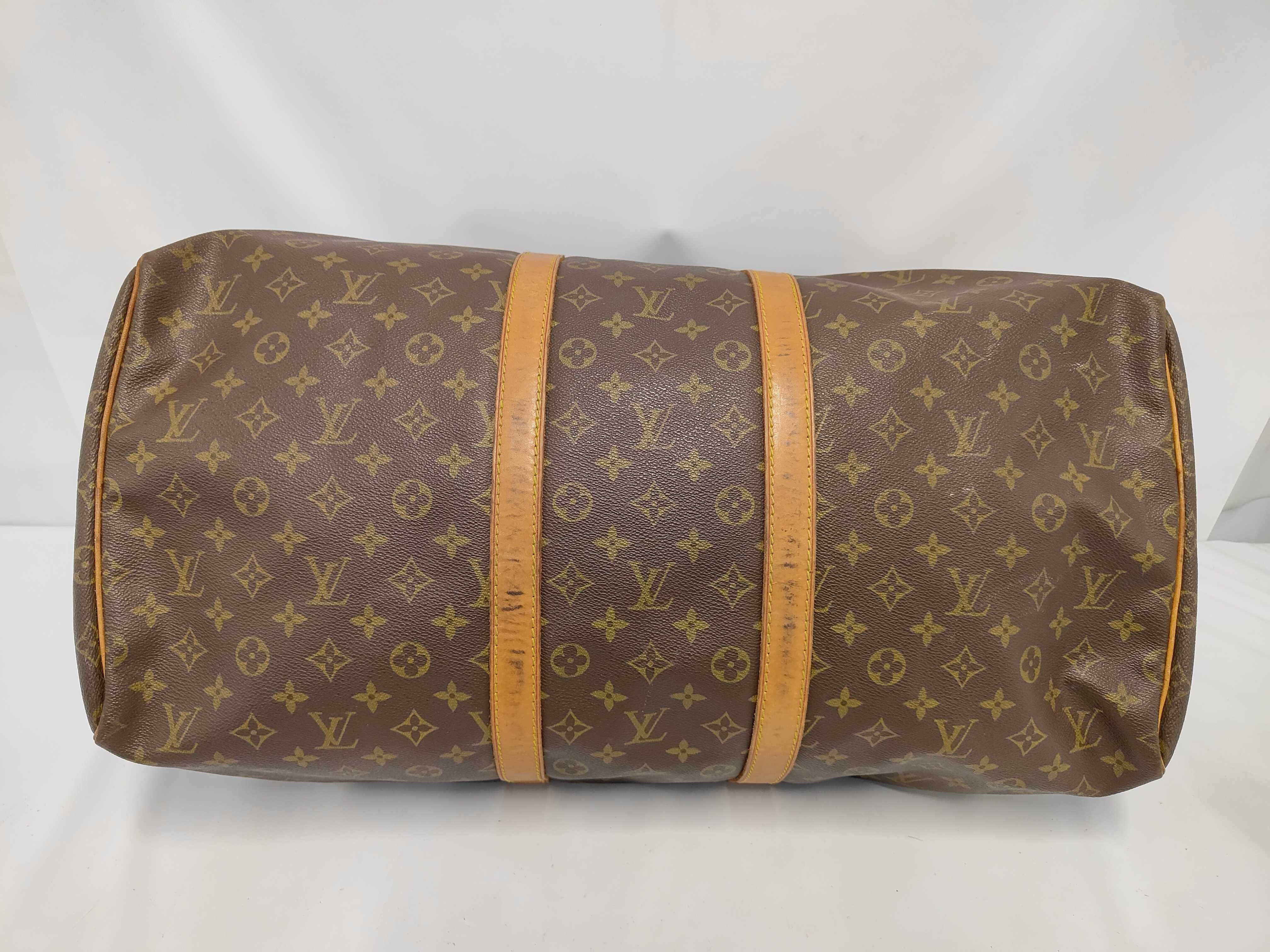 Keepall 55 Monogram Boston Bag with Padlock, Handle, and Name Tag — view 3
