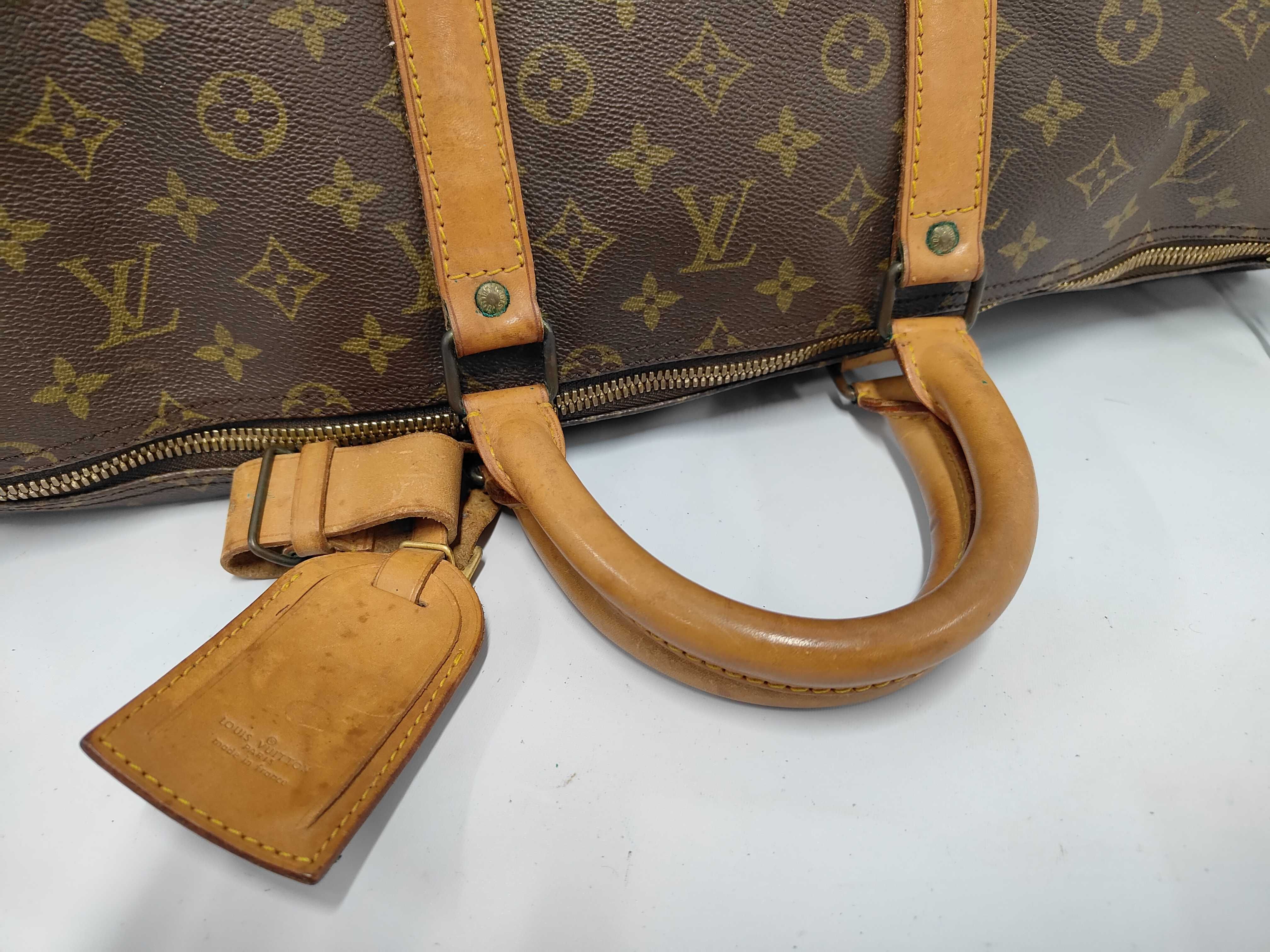 Keepall 55 Monogram Boston Bag with Padlock, Handle, and Name Tag — view 6