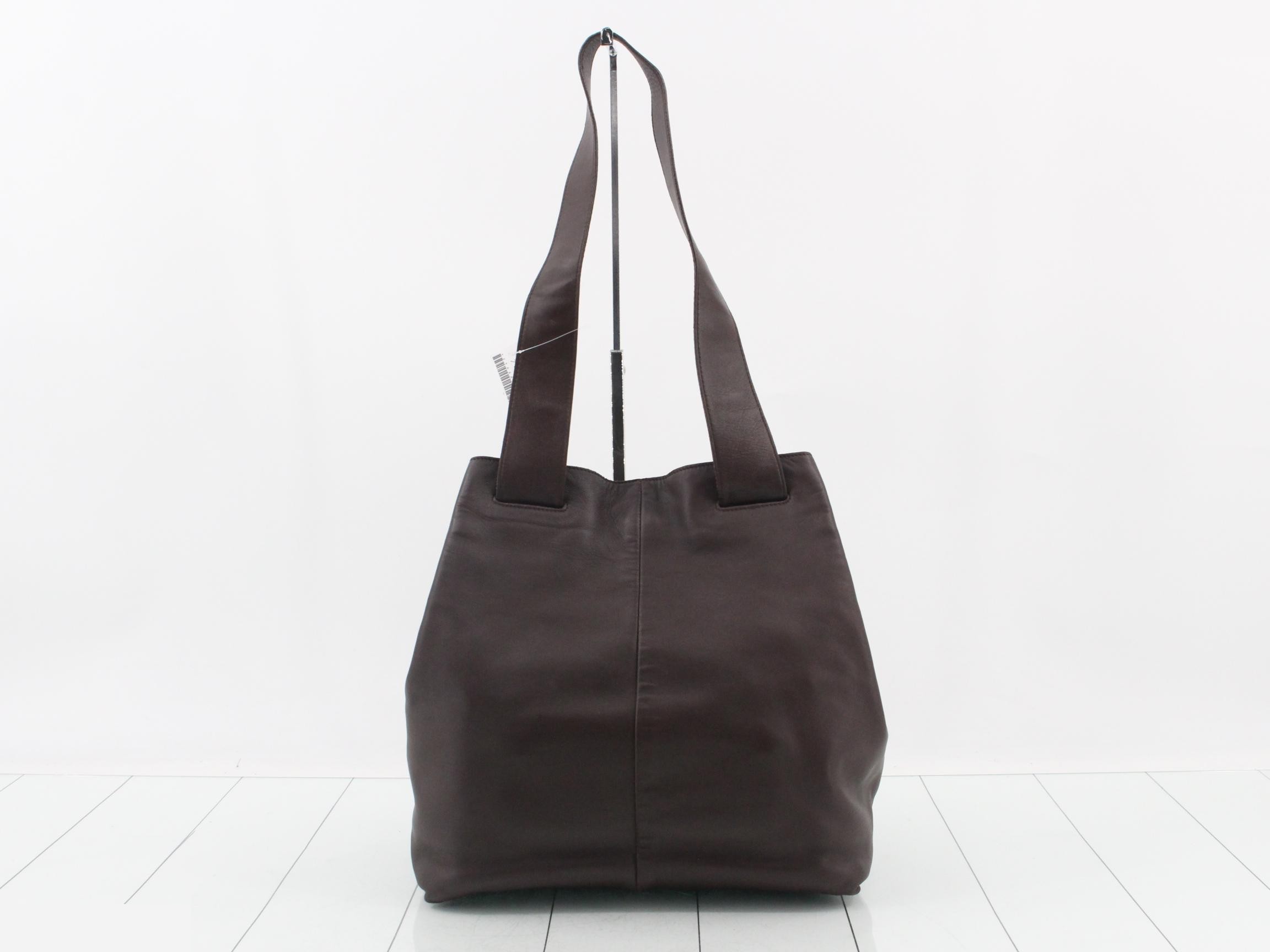 calf leather shoulder bag, wood, dark brown — view 2