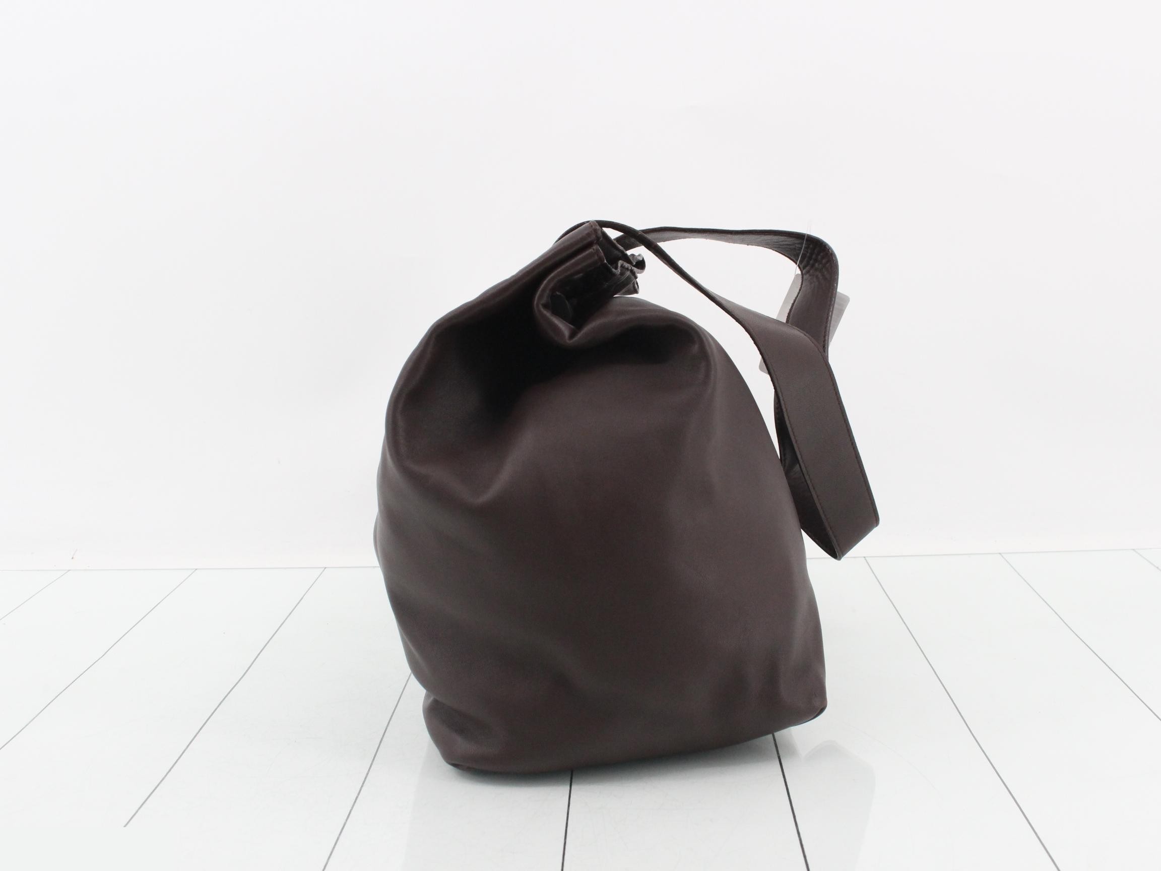 calf leather shoulder bag, wood, dark brown — view 4