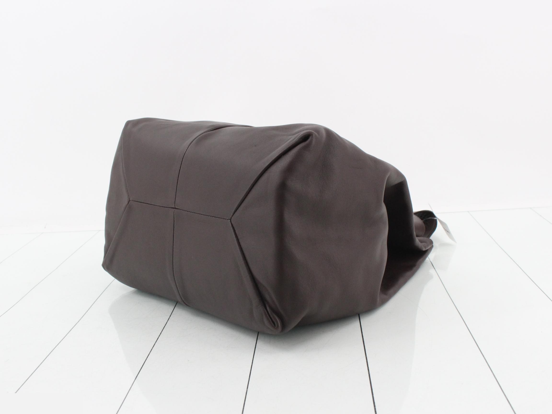 calf leather shoulder bag, wood, dark brown — view 6