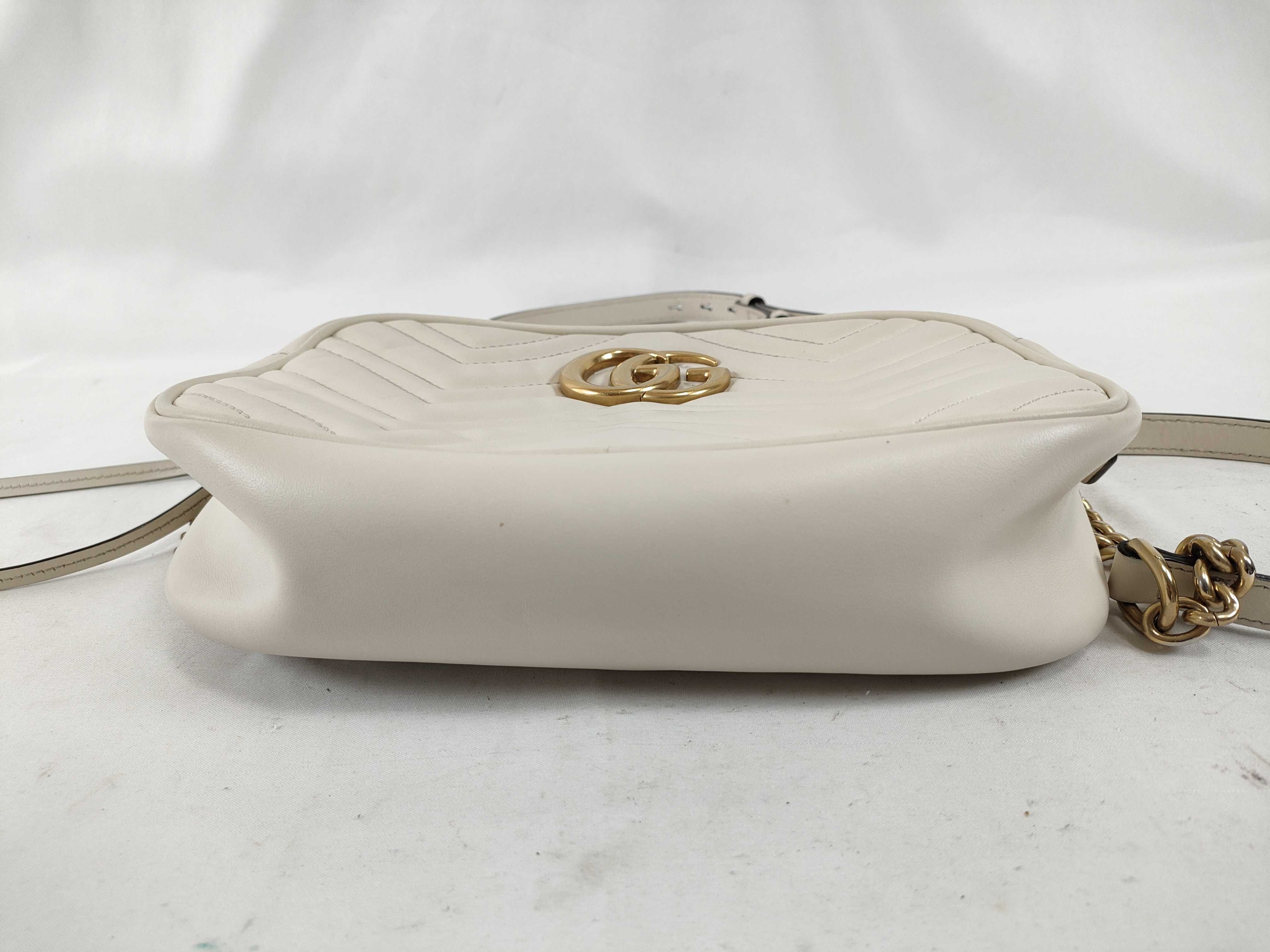 GG Marmont Leather White Shoulder Bag 447632 — view 8