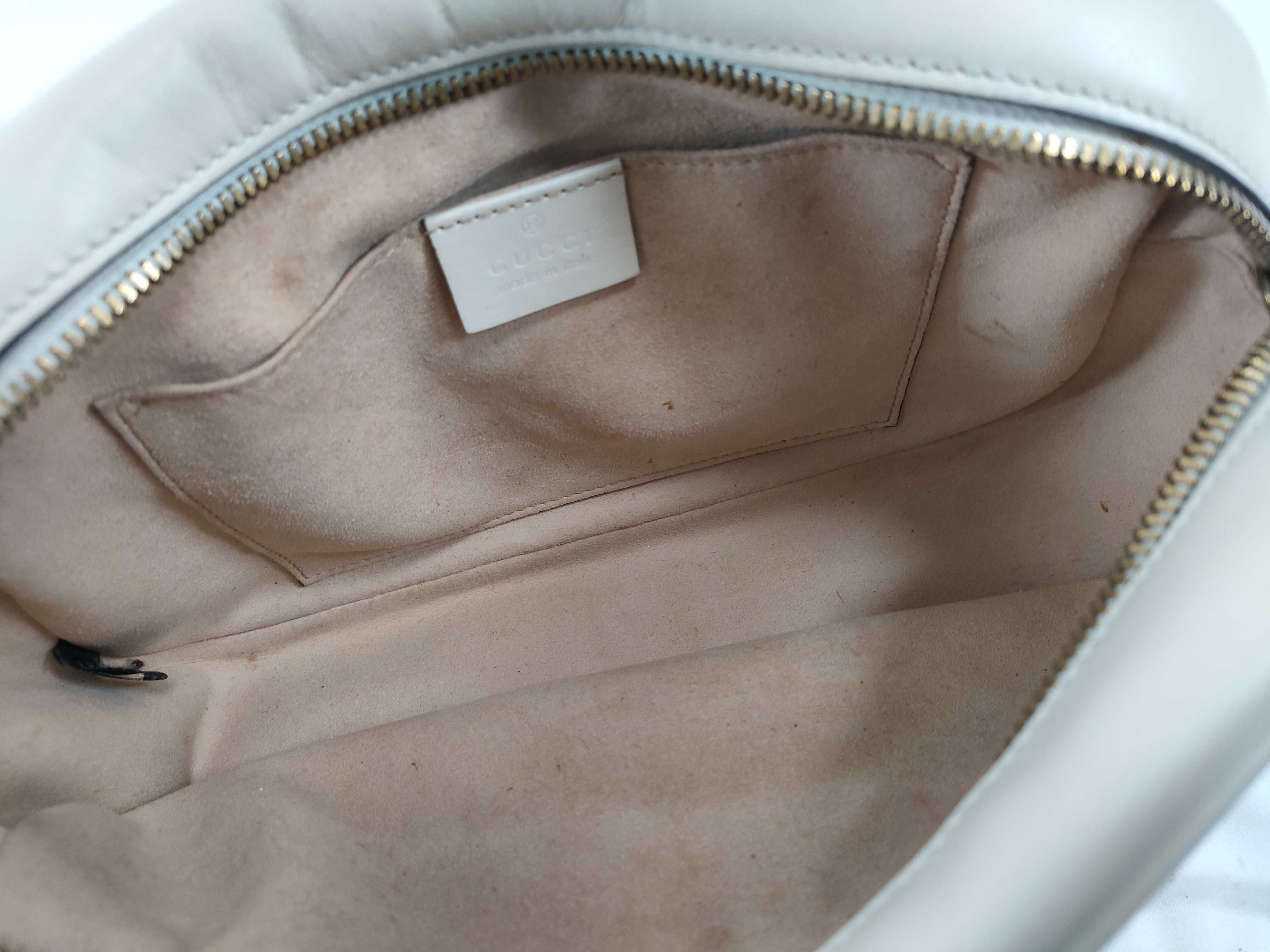 GG Marmont Leather White Shoulder Bag 447632 — view 10