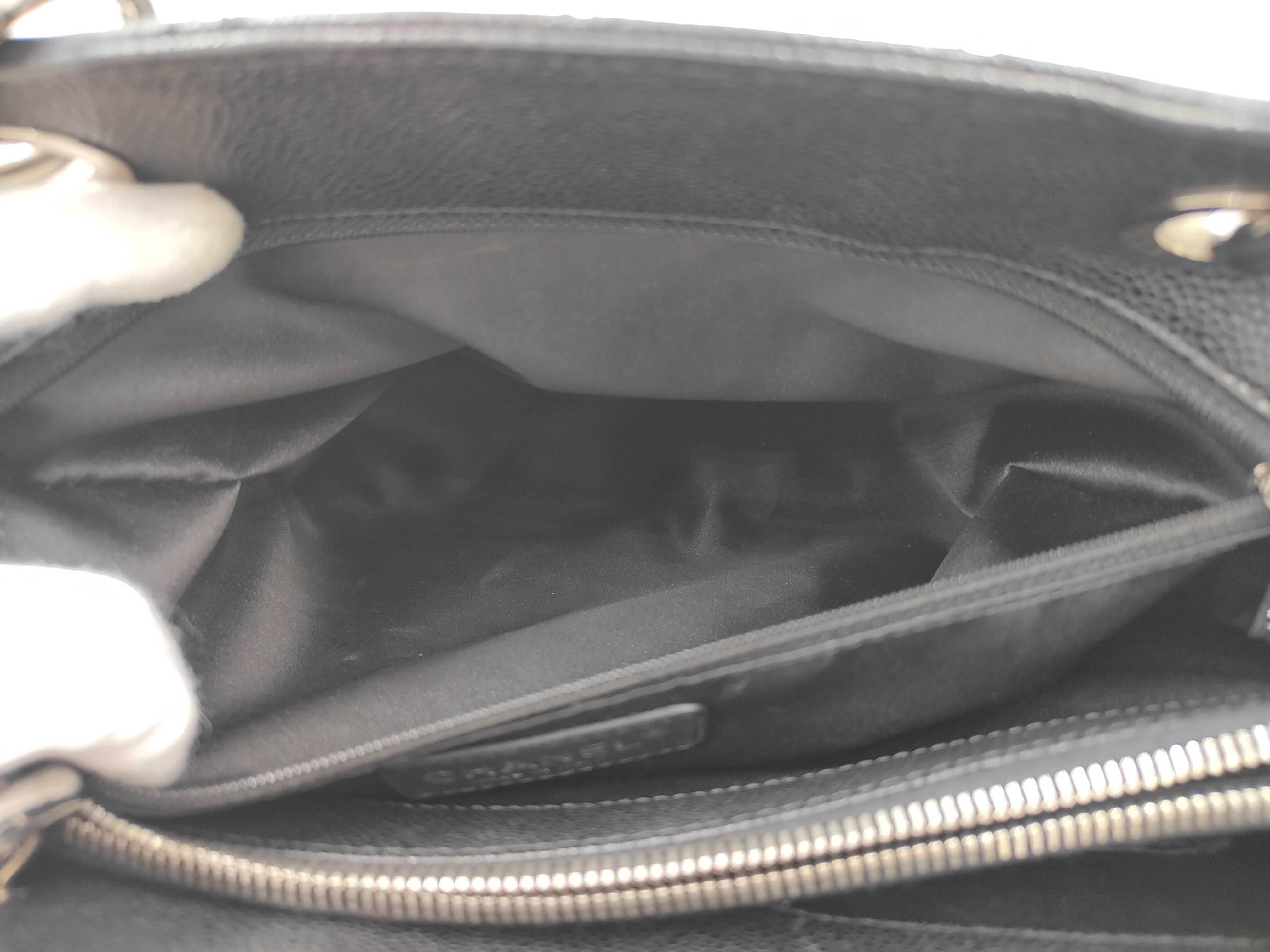 Matelassé Chain Tote Bag, GST, Caviar Skin, Black, Serial Seal, G Card — view 13