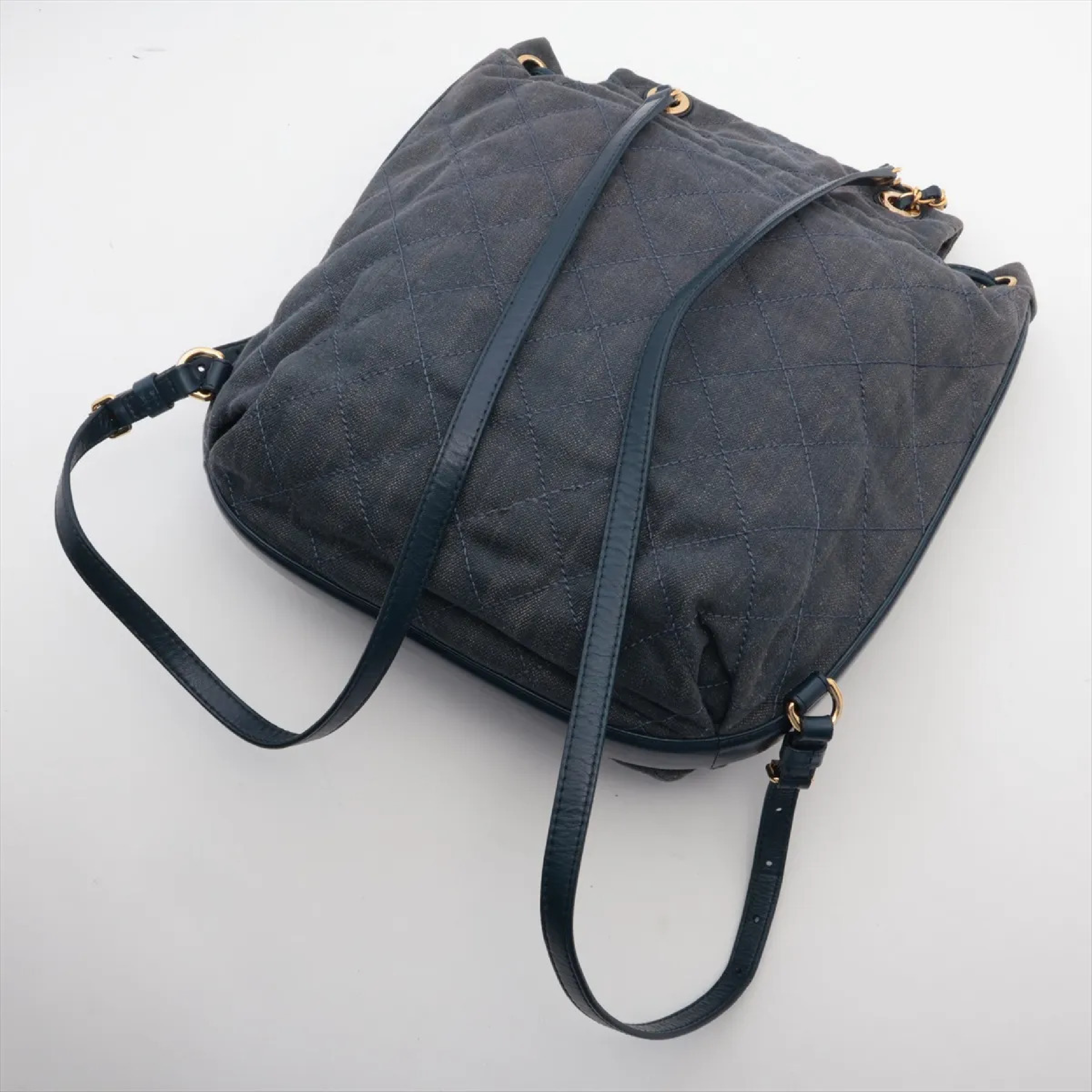 Matelassé Canvas x Leather Chain Backpack — view 3