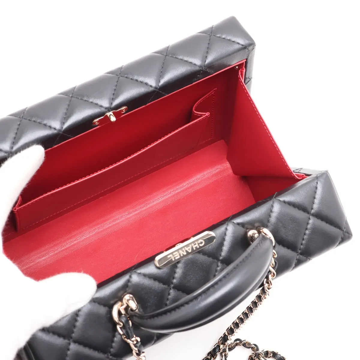 [Individually packaged] Chanel Matelassé Lambskin 2-Way Handbag, Black with Gold Hardware, CK8ETE76, Random Plate — view 8
