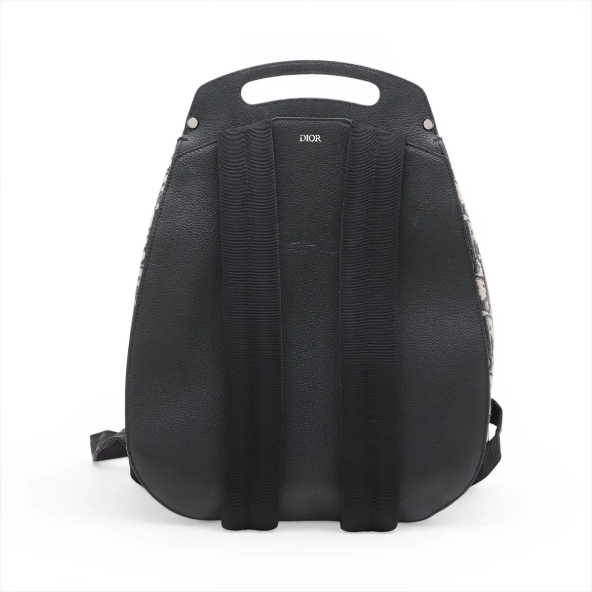 Oblique Saddle Canvas x Leather Backpack/Rucksack, Navy — view 2