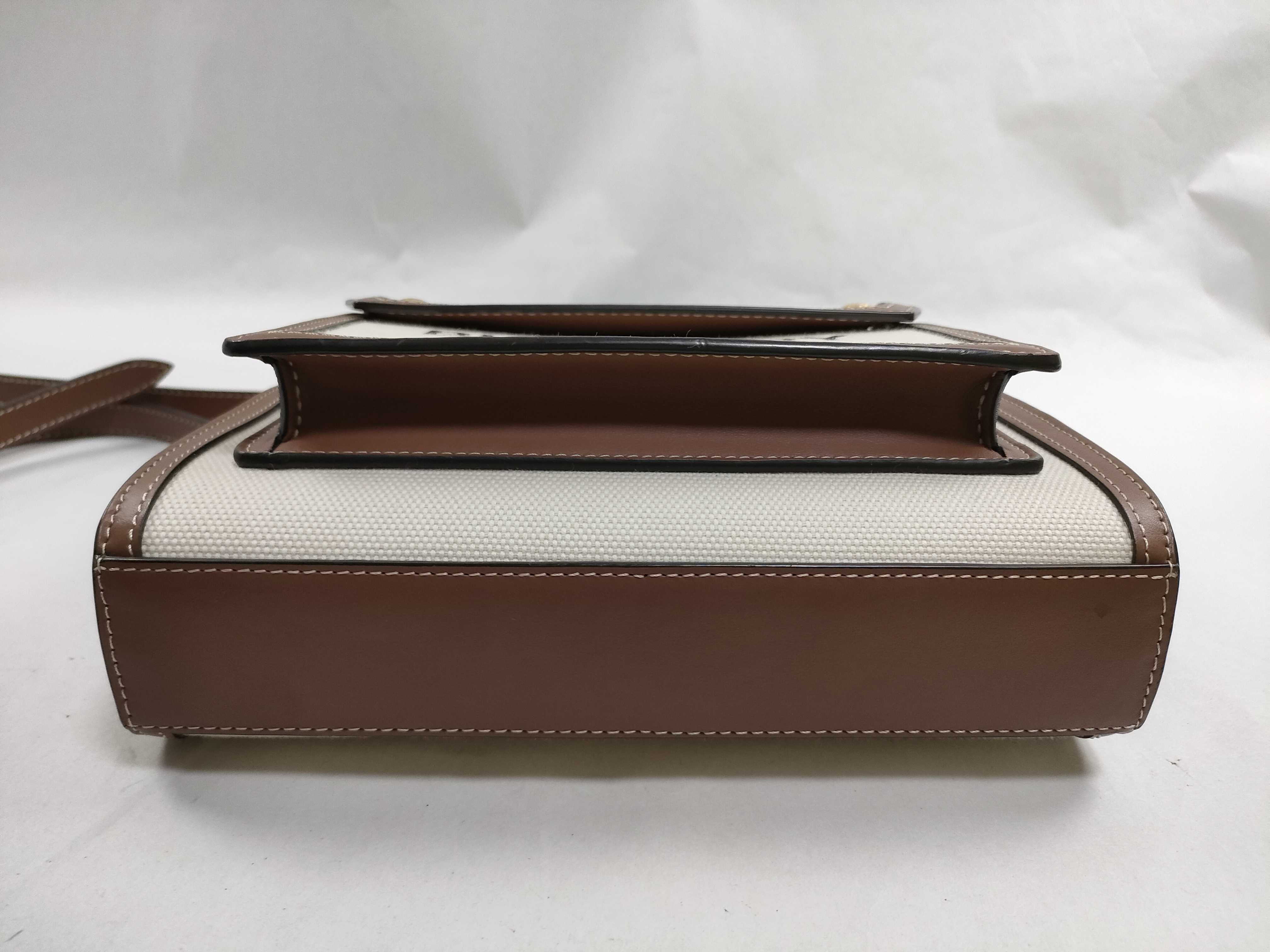 Mini Two-Tone Canvas x Leather 2-Way Handbag (Beige x Brown) — view 7