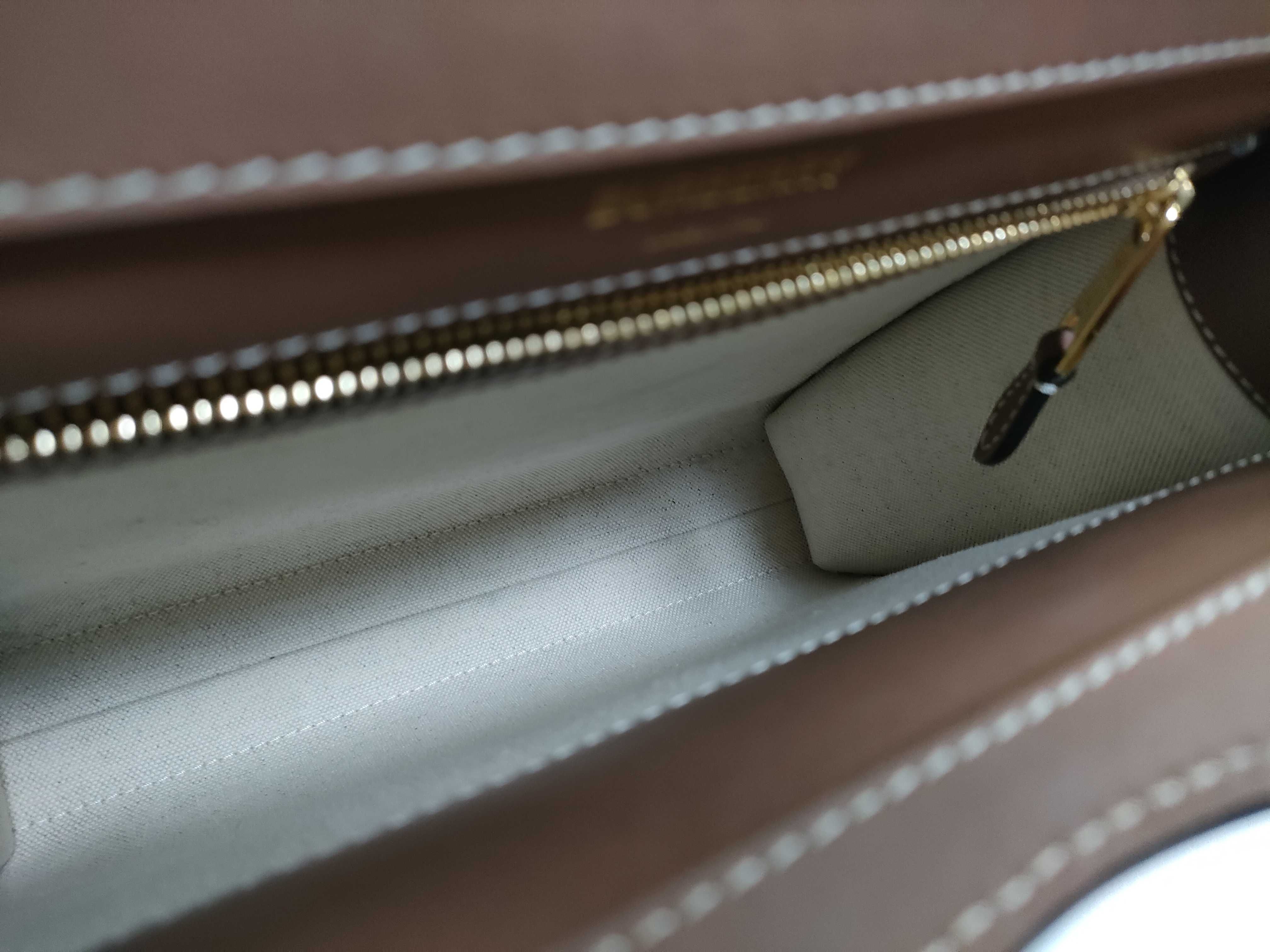 Mini Two-Tone Canvas x Leather 2-Way Handbag (Beige x Brown) — view 8