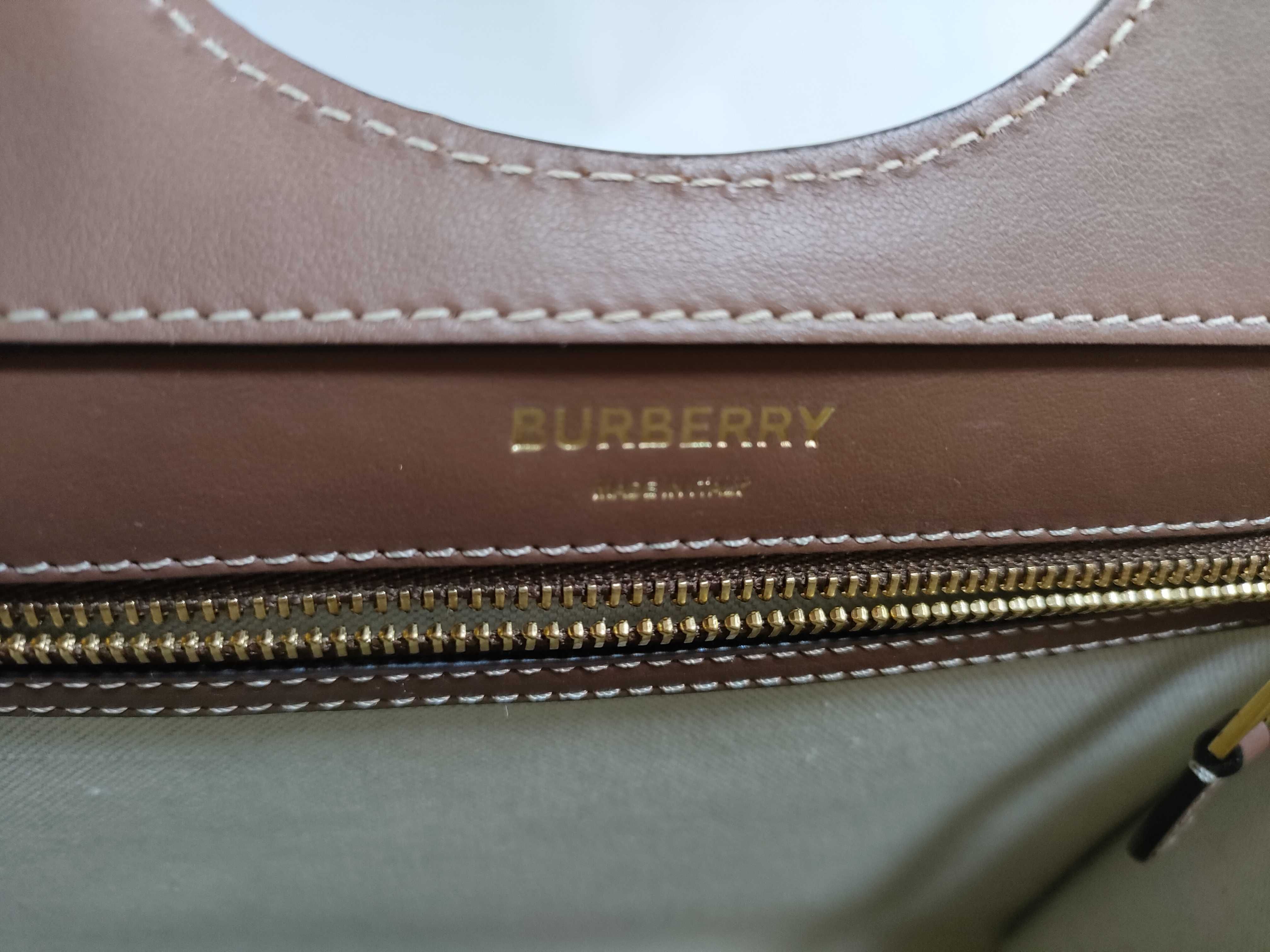 Mini Two-Tone Canvas x Leather 2-Way Handbag (Beige x Brown) — view 9