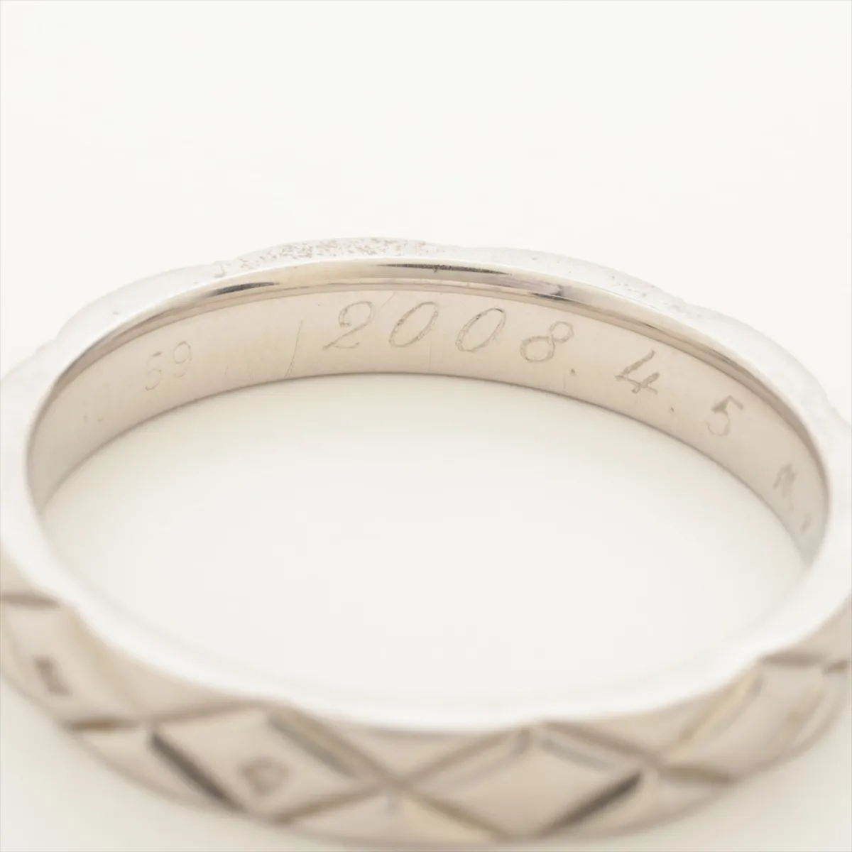Matelasse Ring Pt950 6.2g 59 Initial 19O8430 Faint engraving Faint hallmark — view 4