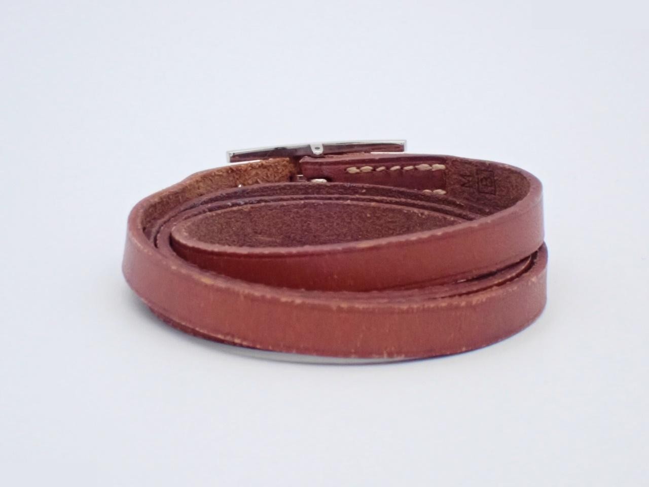 Api 3 Leather Bracelet, B Stamp, Beige/Brown — view 2