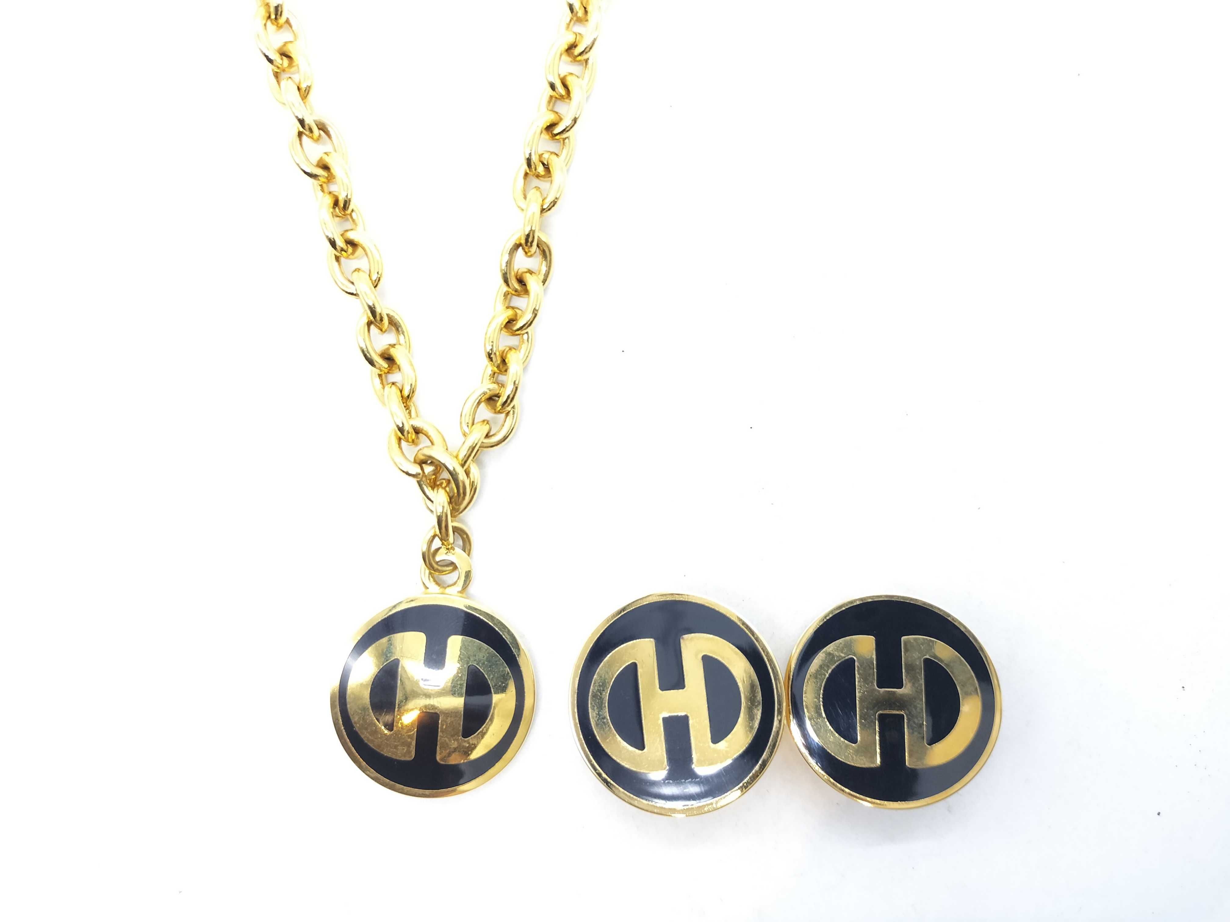 Vintage Necklace/Earrings with Storage Bag, Gold Diagram Necklace